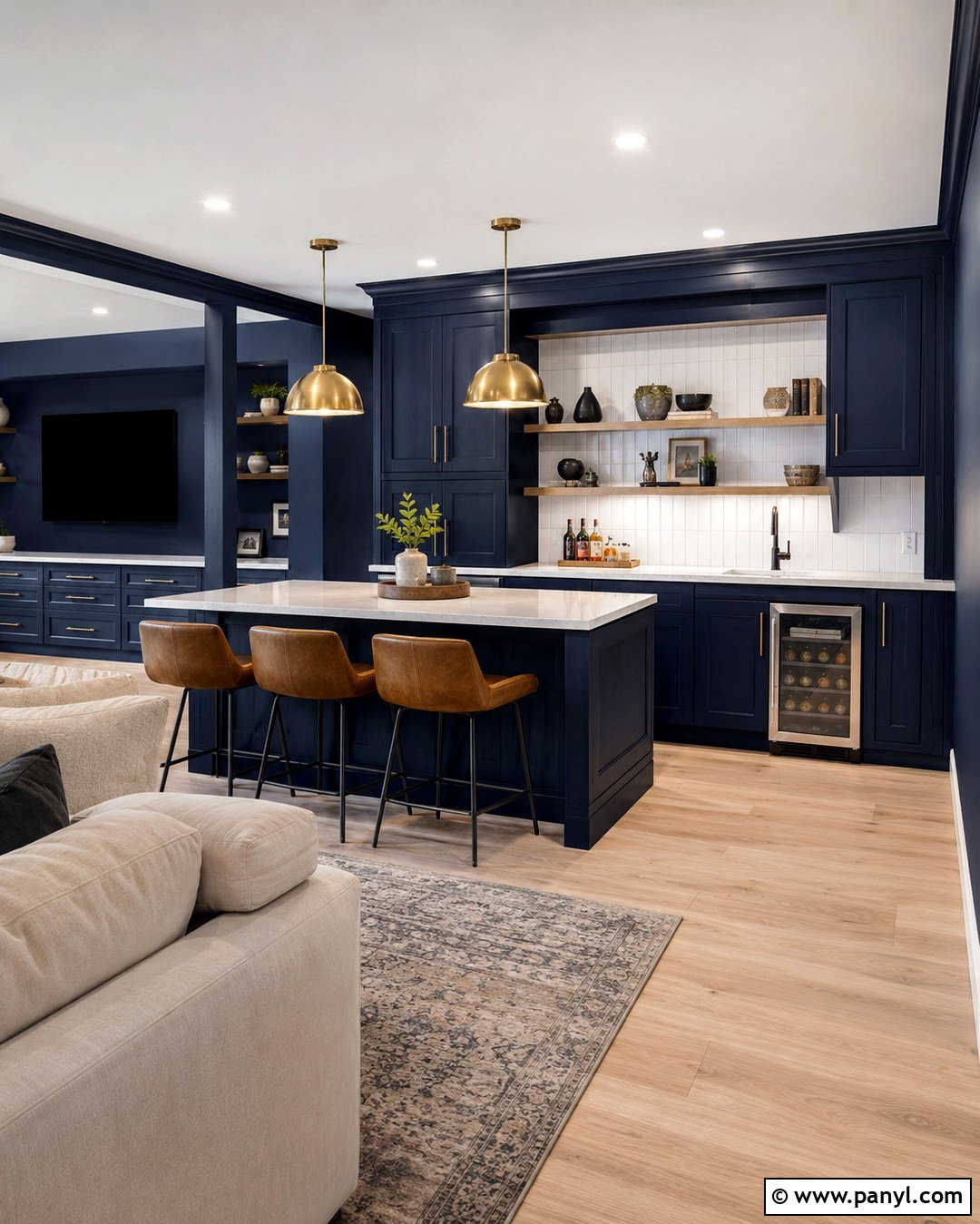 Navy Blue Basement Snack Bar - 20 Basement Blue Walls