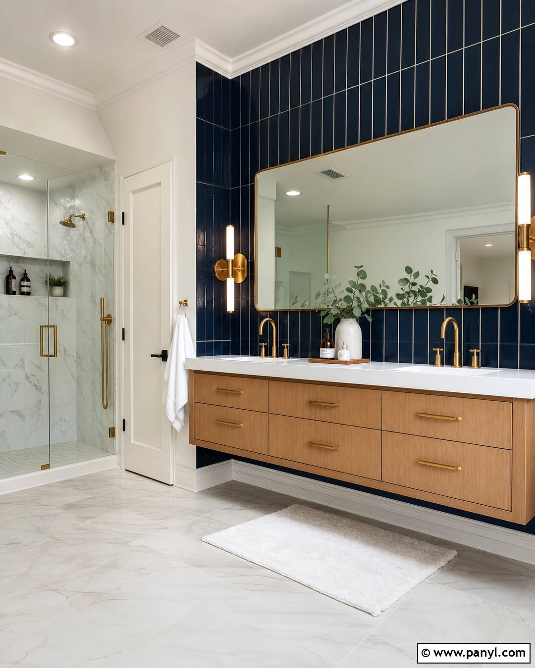 Navy Blue Bathroom Tile Accent Wall - 25 Accent Wall Navy Blue Ideas