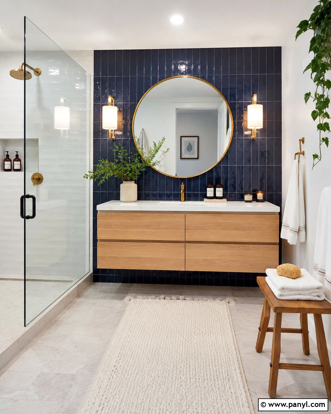 Navy Blue Bathroom Wall - 20 Navy Blue Statement Wall Ideas