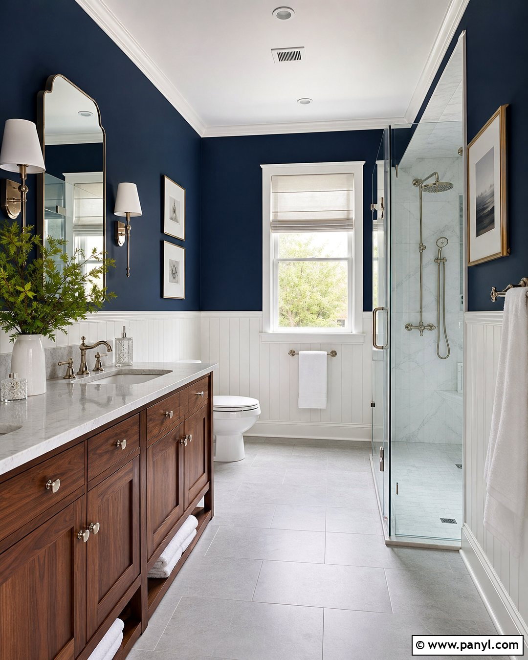 Navy Blue Bathroom Walls - 25 Painted Walls Bathroom Ideas