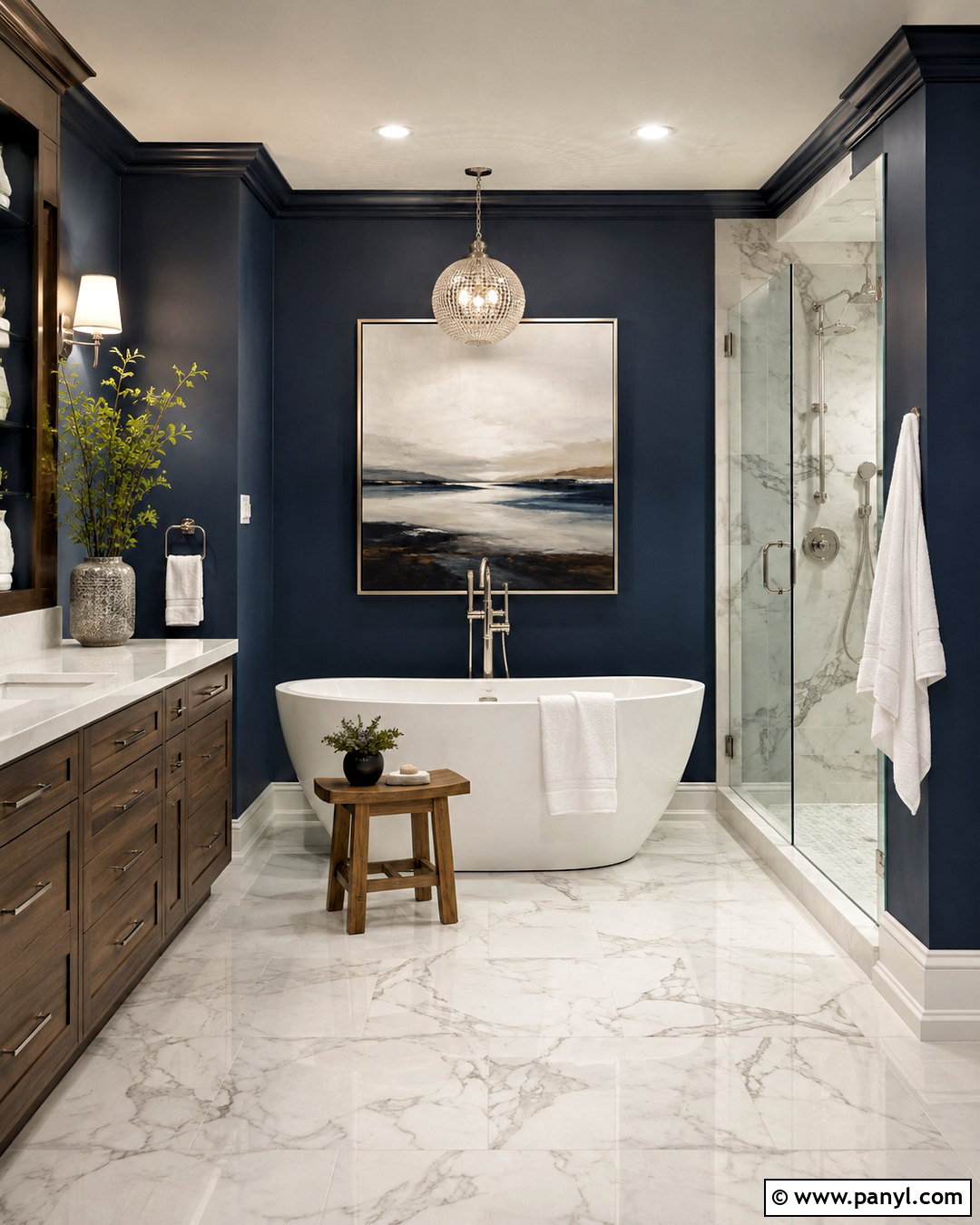 Navy Blue Bathroom Walls With Freestanding Tub - 20 navy blue bathroom walls