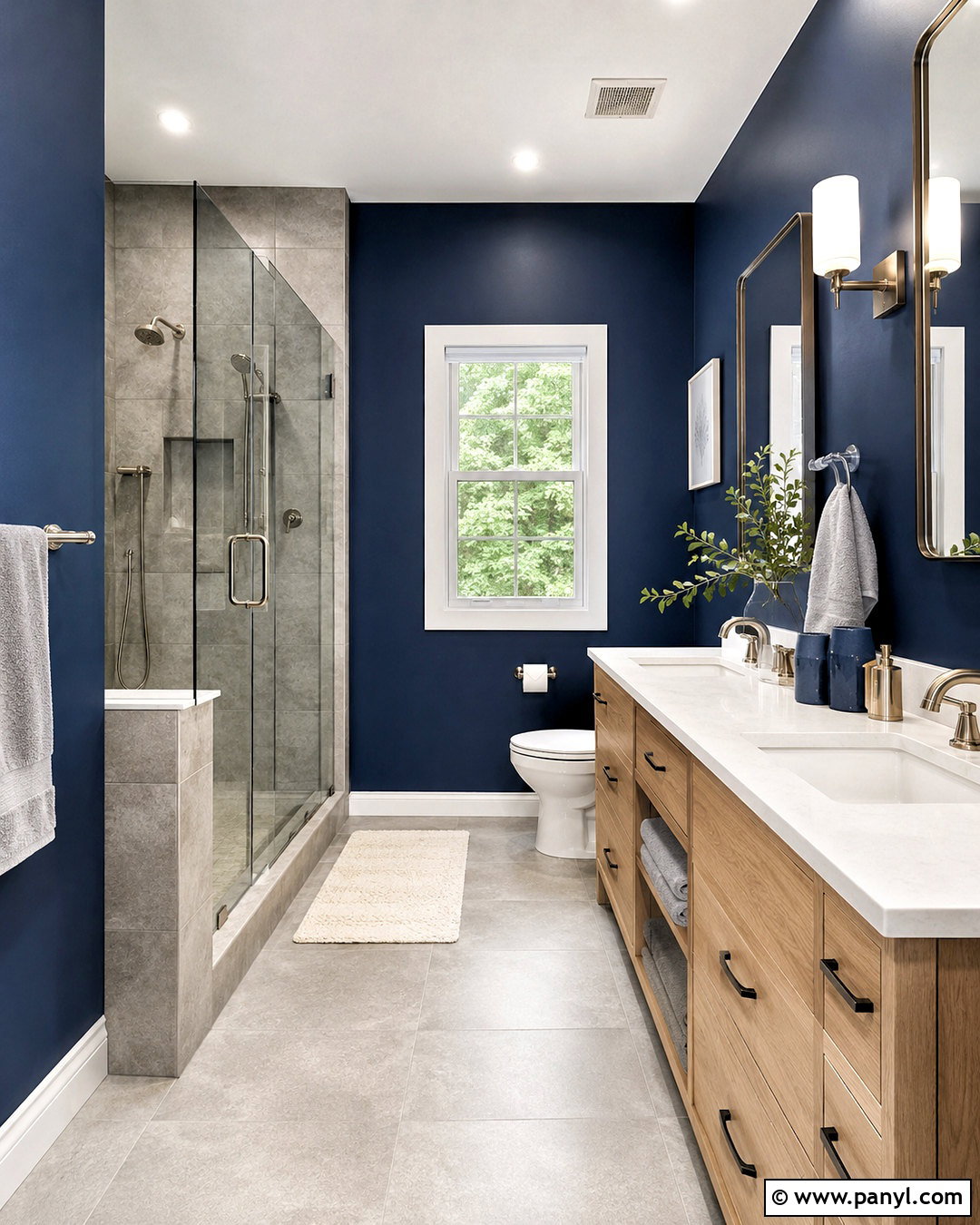 Navy Blue Bathroom Walls With Gray Tile - 20 navy blue bathroom walls