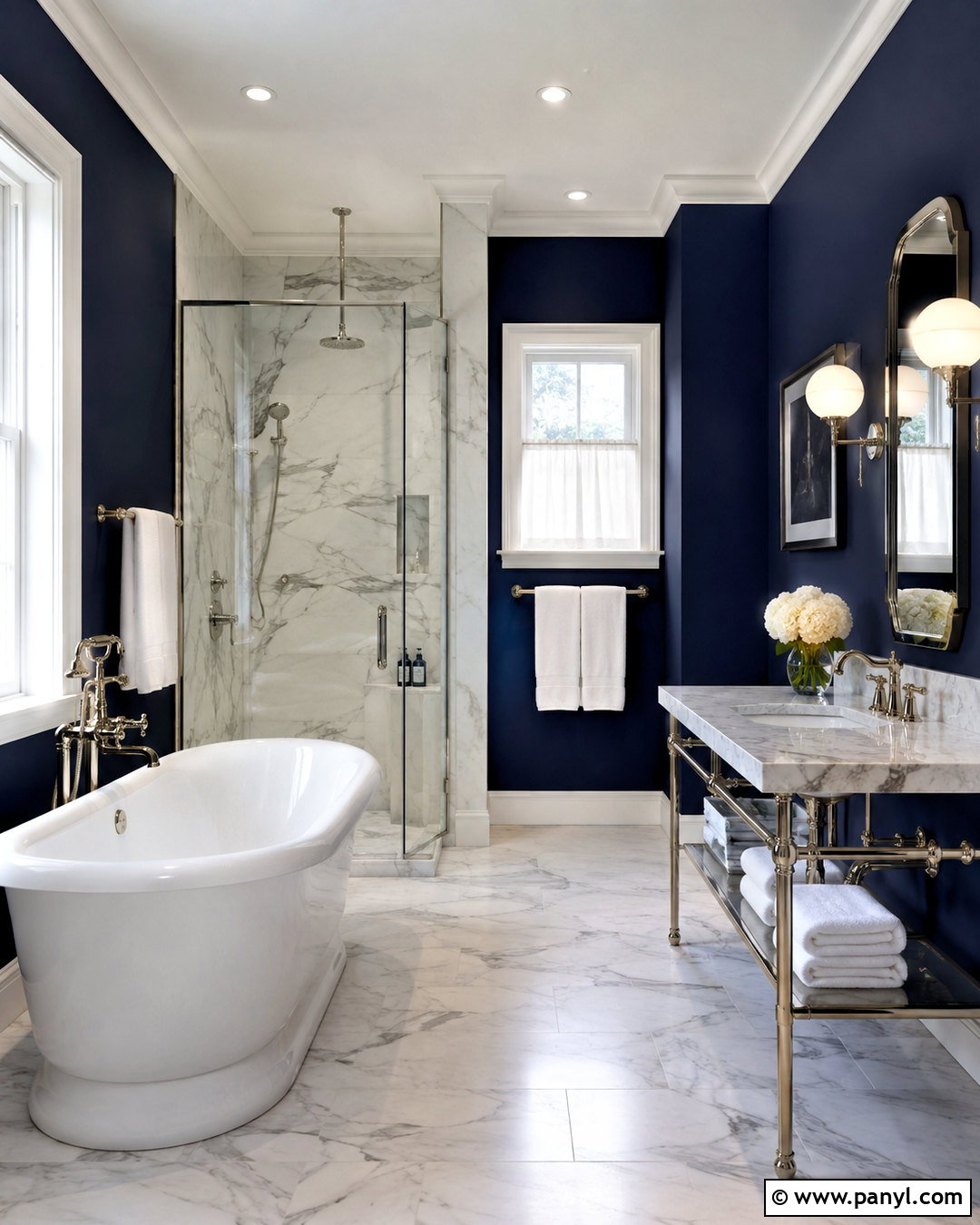 Navy Blue Bathroom Walls With Marble - 20 navy blue bathroom walls
