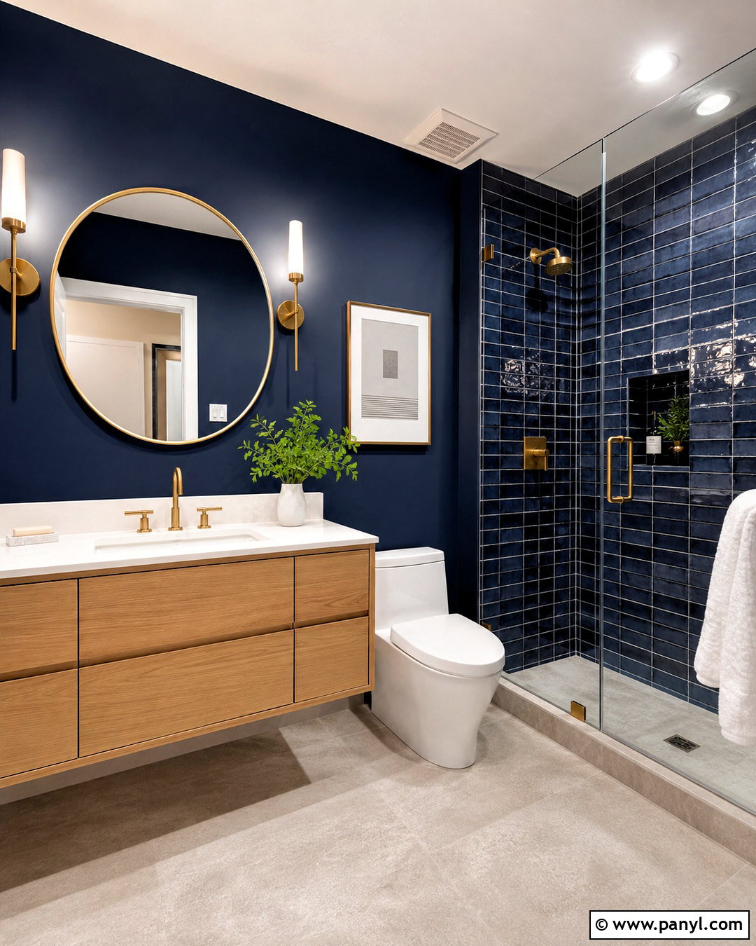Navy Blue Bathroom Walls With Navy Tile - 20 navy blue bathroom walls