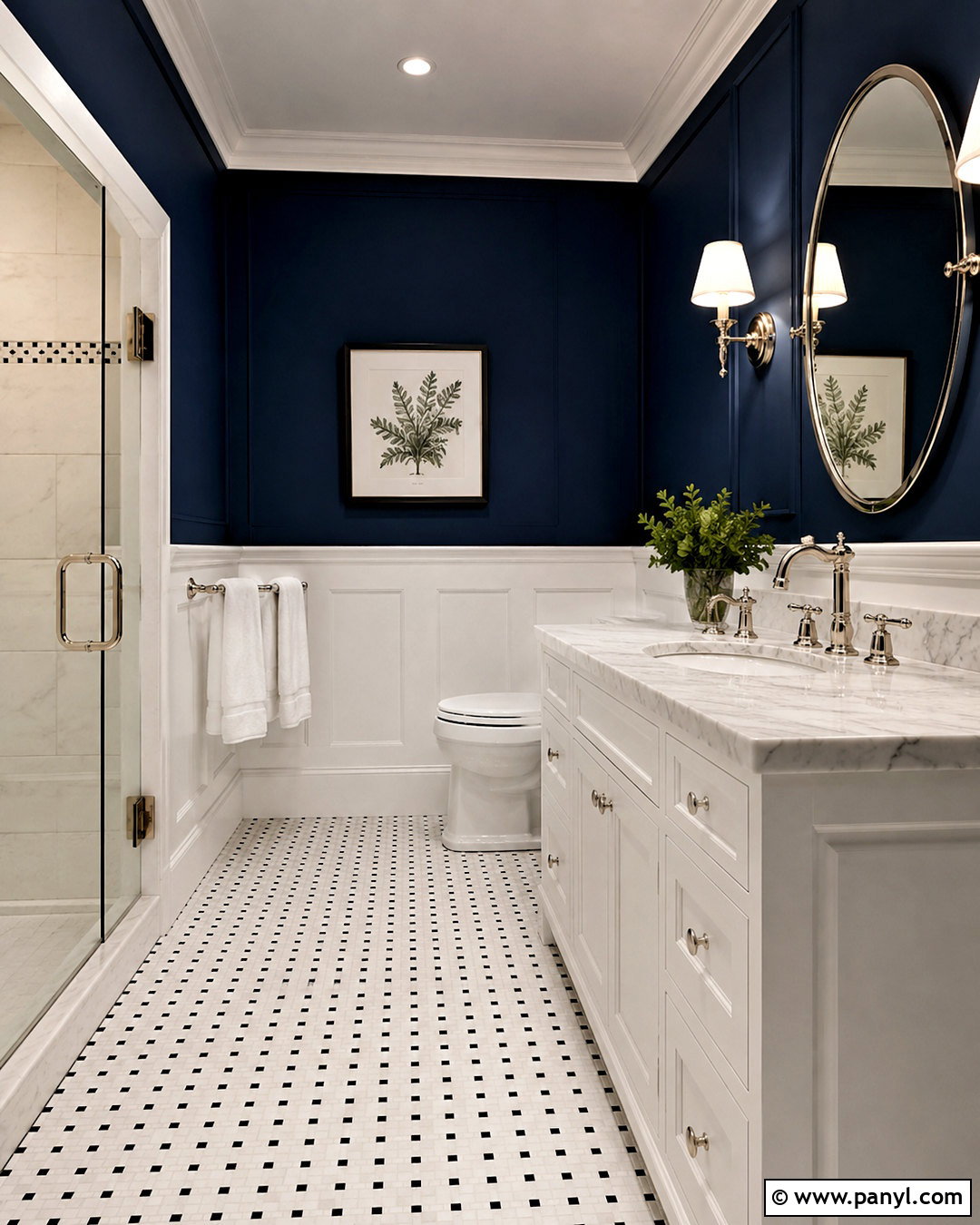 Navy Blue Bathroom Walls With Wainscoting - 20 navy blue bathroom walls
