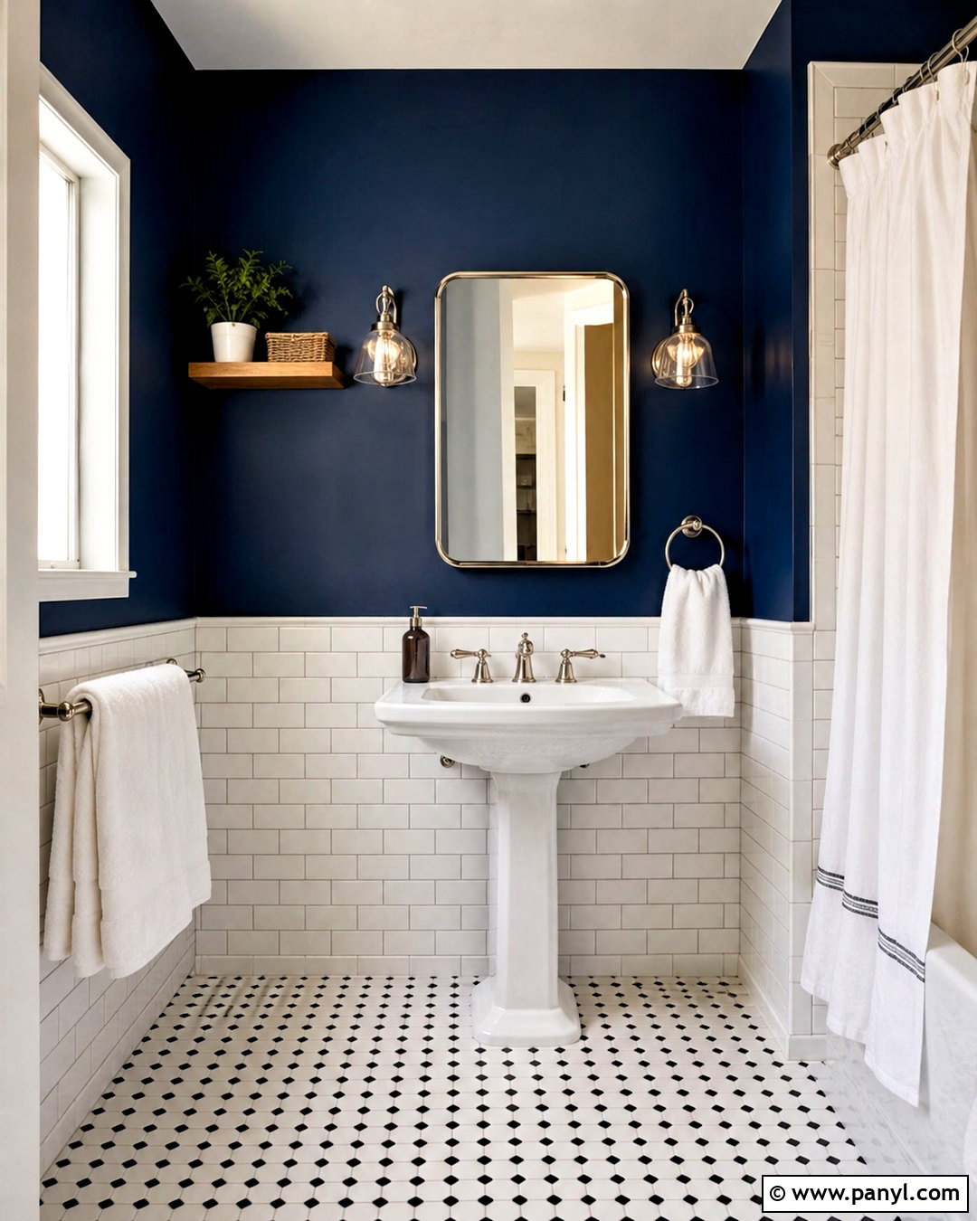 Navy Blue Bathroom Walls With White Subway Tile - 20 navy blue bathroom walls