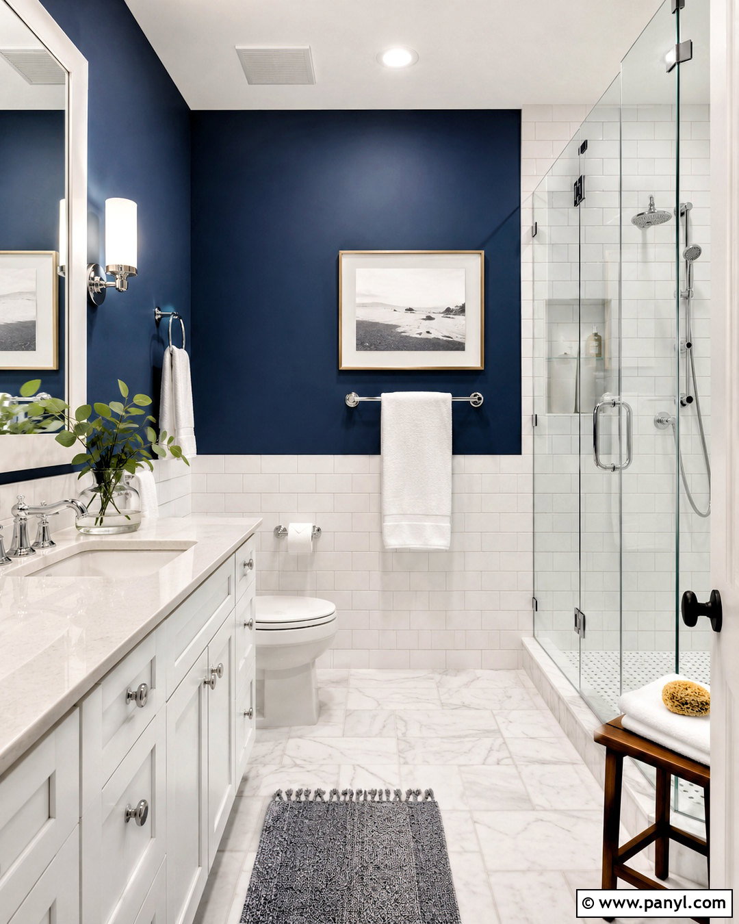 Navy Blue Bathroom Walls With White Tile - 40 navy blue walls