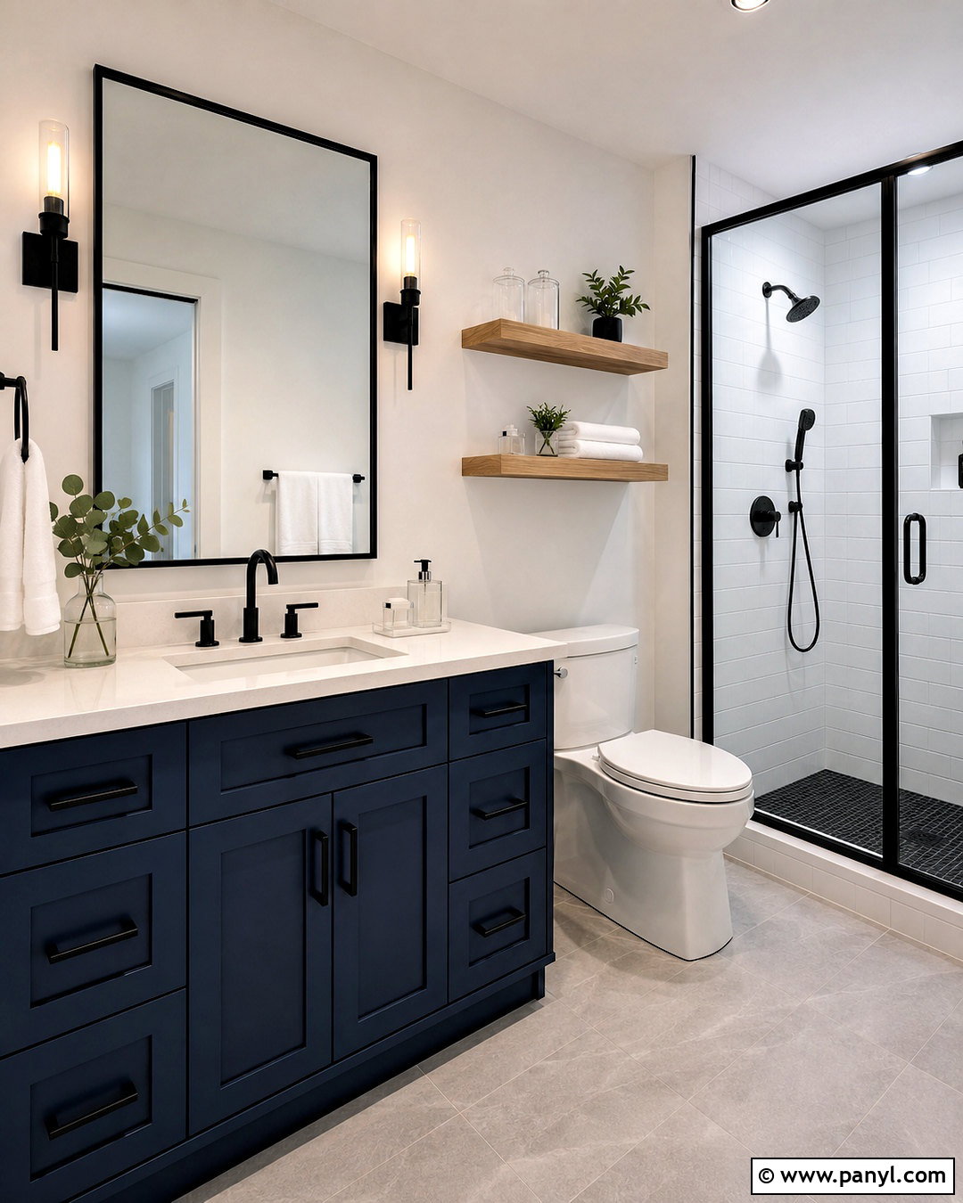 Navy Blue Bathroom With Black Accents - 20 navy blue bathroom ideas