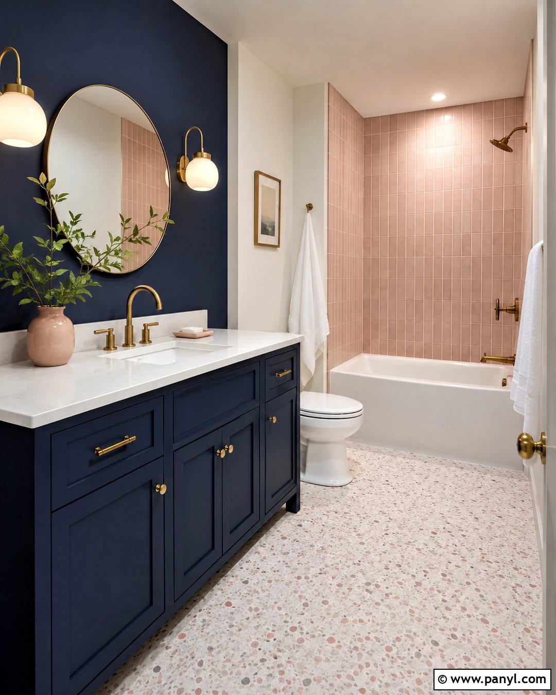 Navy Blue Bathroom With Blush Pink - 20 navy blue bathroom ideas