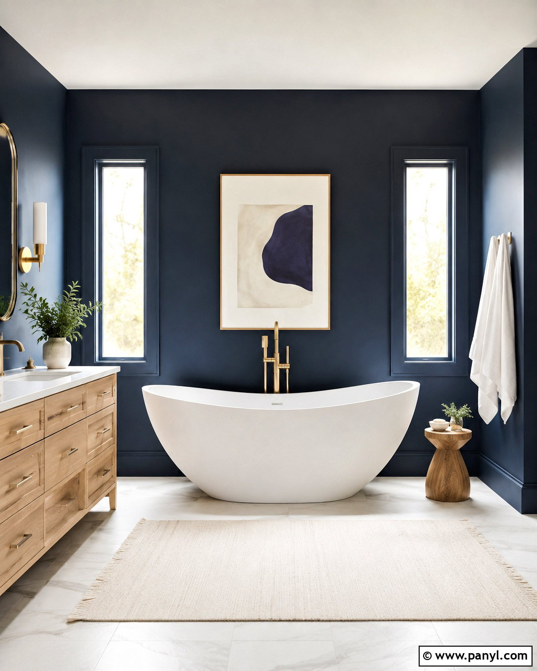 Navy Blue Bathroom With Freestanding Tub - 20 navy blue bathroom ideas