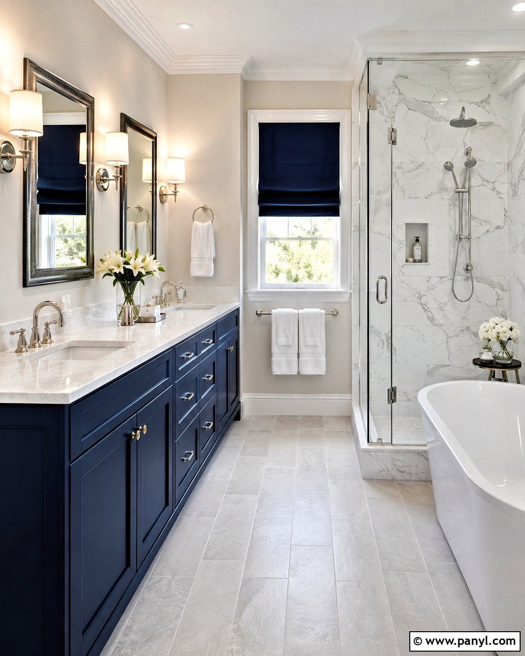Navy Blue Bathroom With Marble - 20 navy blue bathroom ideas