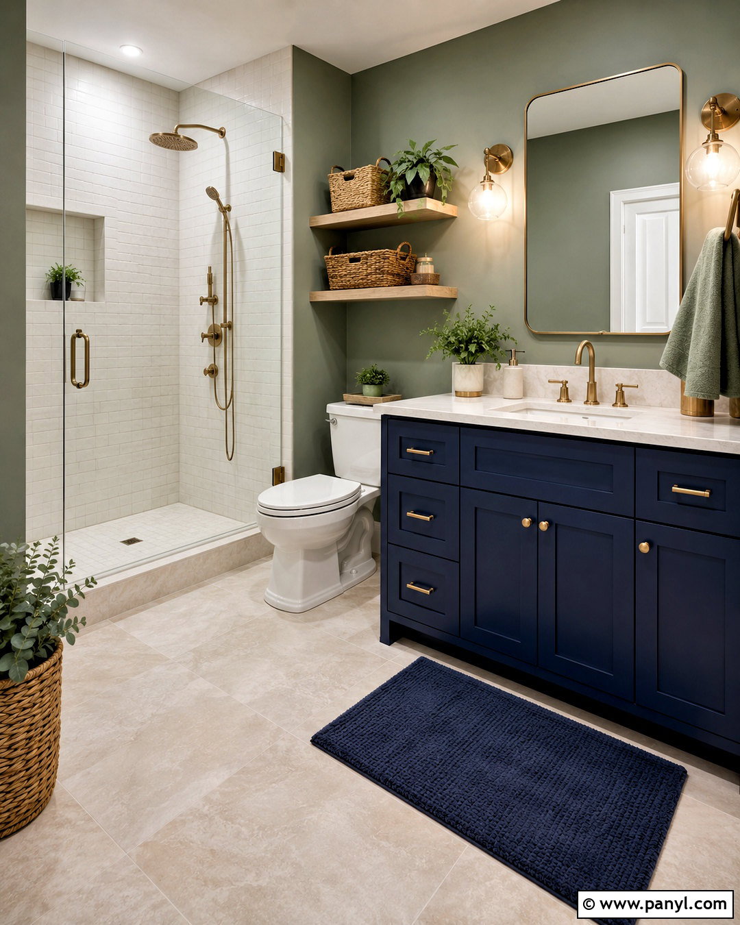 Navy Blue Bathroom With Sage Green - 20 navy blue bathroom ideas