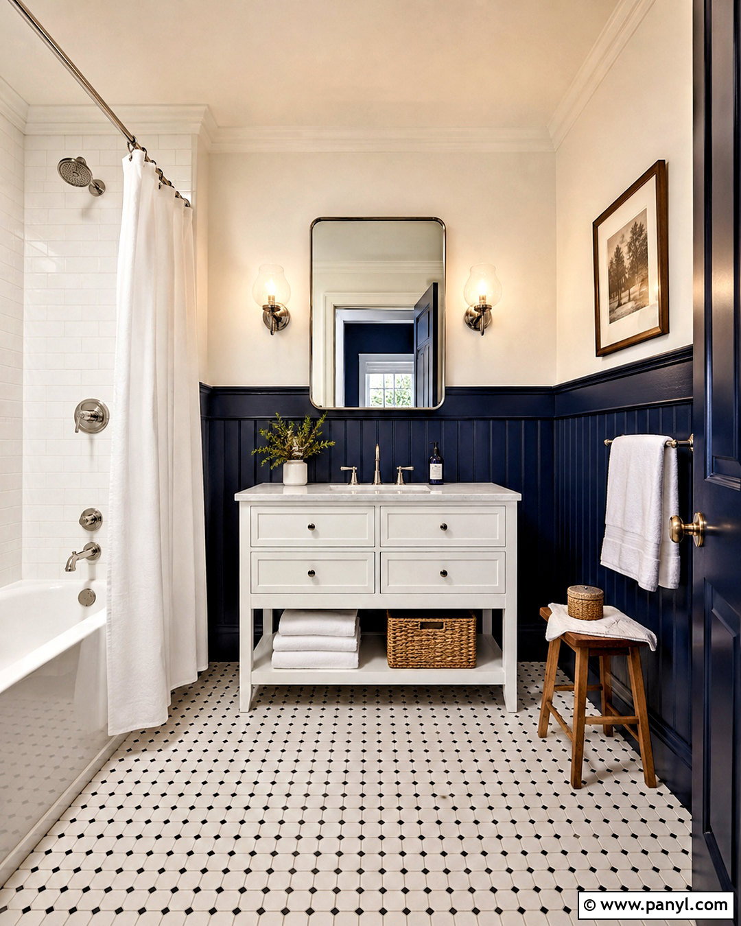 Navy Blue Bathroom With Wainscoting - 20 navy blue bathroom ideas