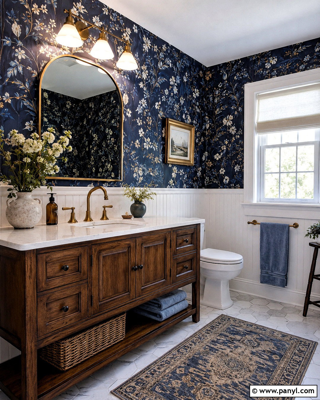 Navy Blue Bathroom With Wallpaper - 20 navy blue bathroom ideas
