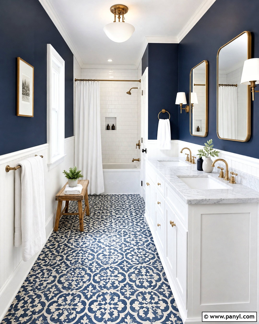 Navy Blue Bathroom With White Tile - 20 navy blue wall paint ideas