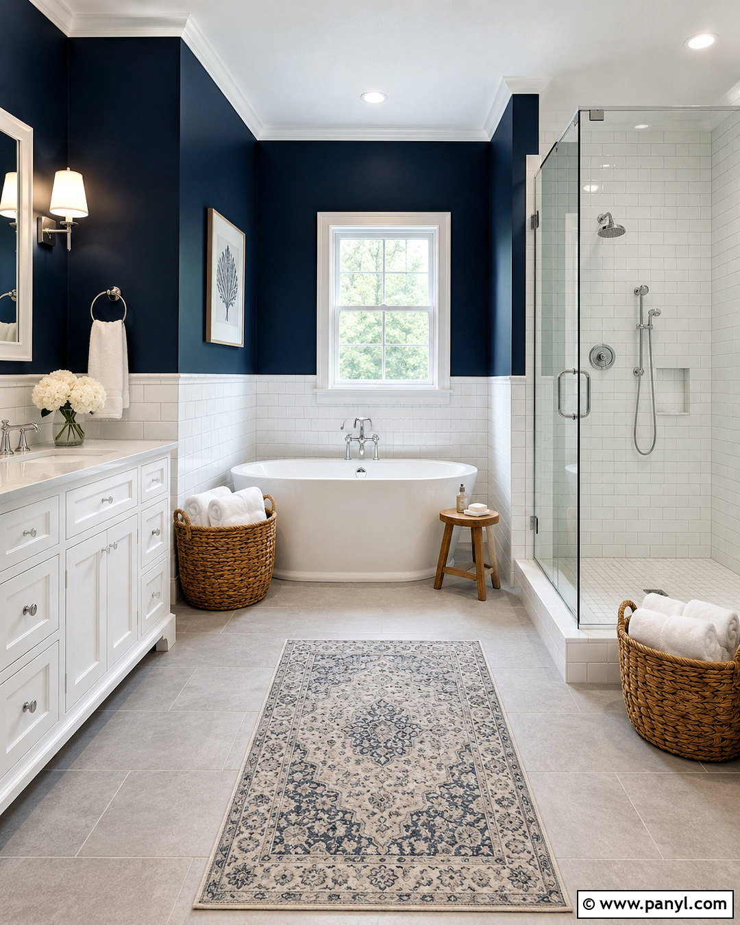 Navy Blue Bathroom With White Tile - 20 navy blue bathroom ideas