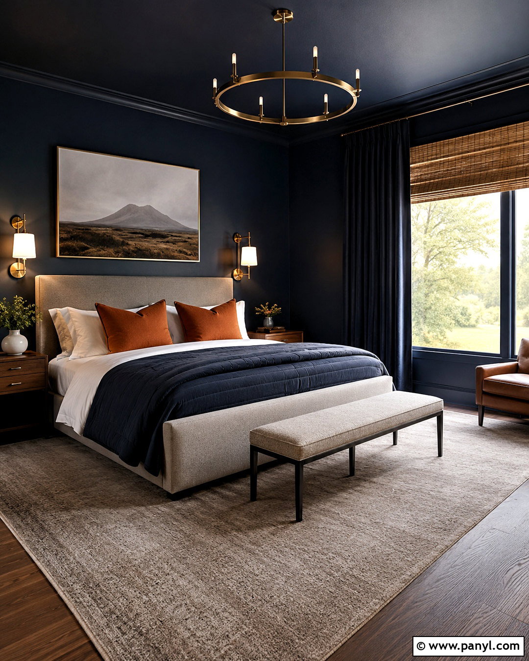 Navy Blue Bedroom - 20 dark moody interior design ideas