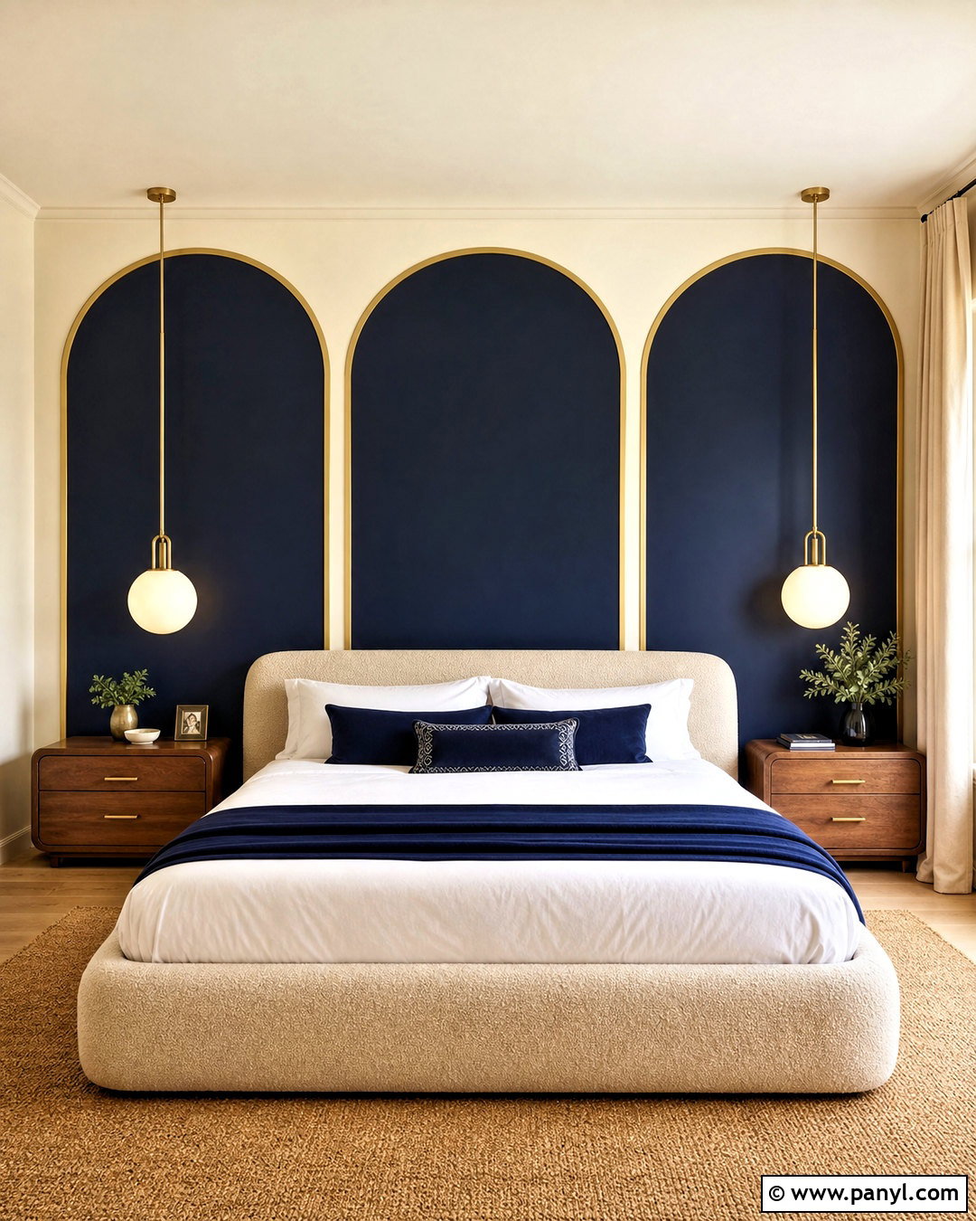 Navy Blue Bedroom Wall With Painted Arches - 20 royal paint wall design for bedroom ideas