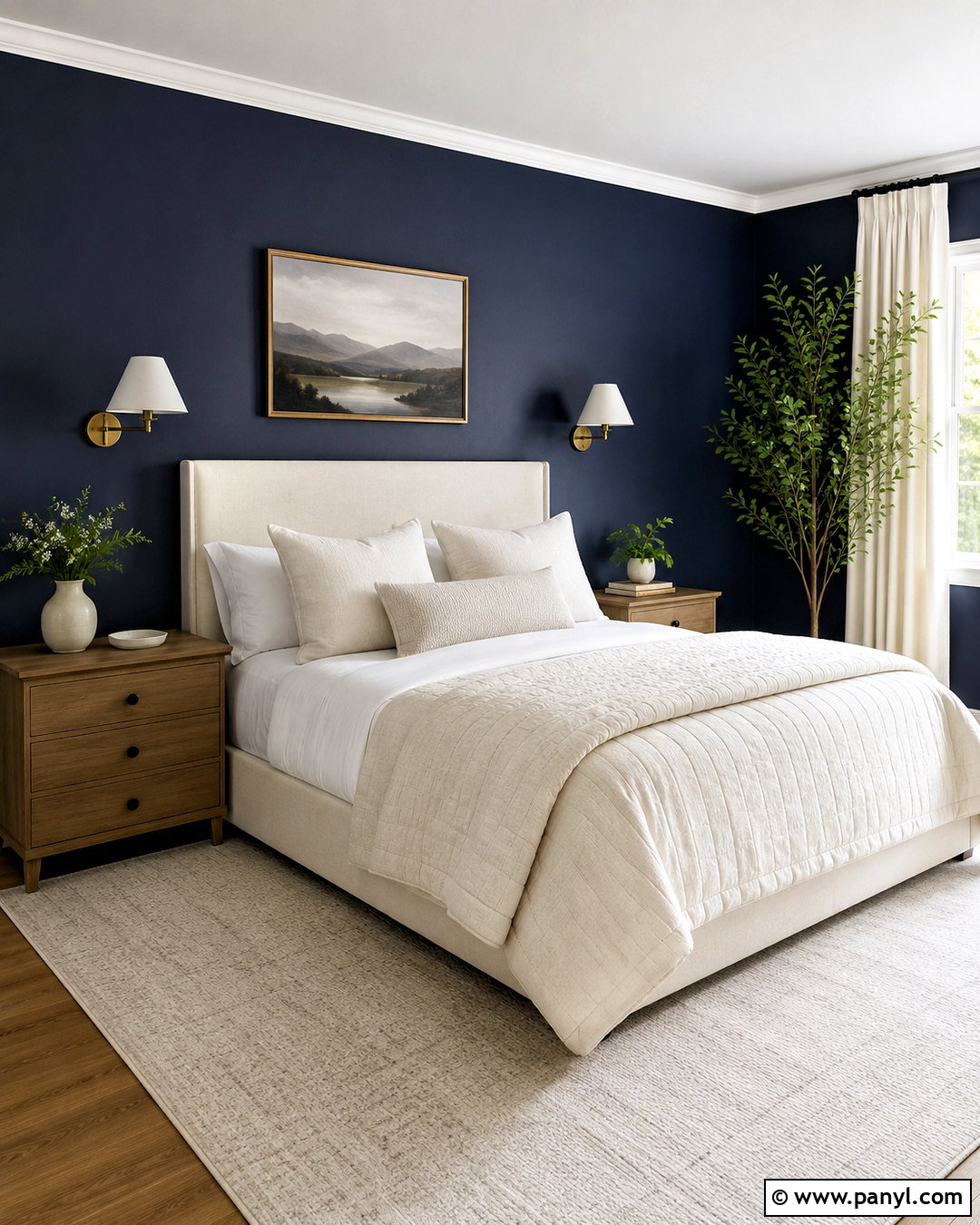 Navy Blue Bedroom Walls With White Bedding - 40 navy blue walls