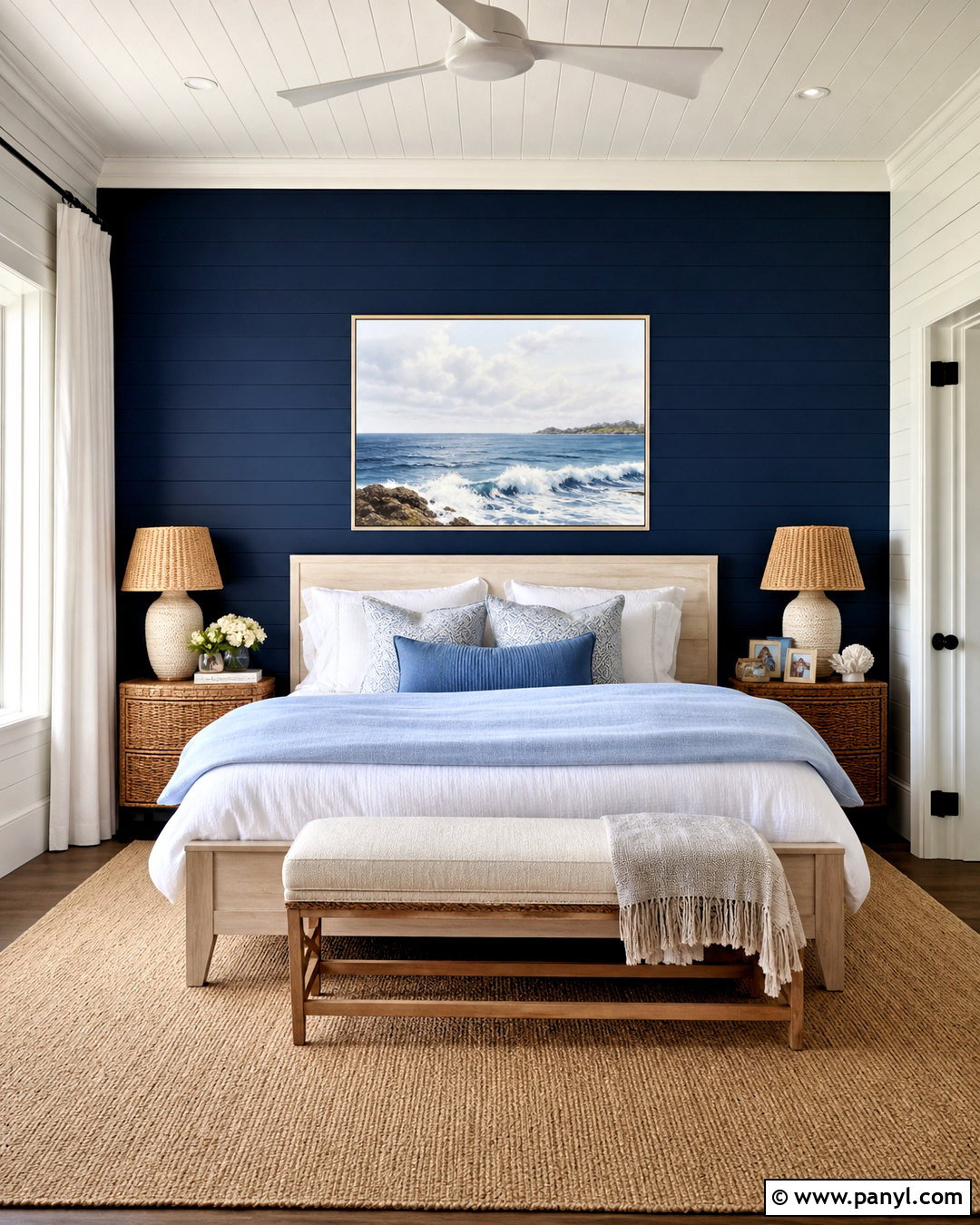 Navy Blue Bedroom With Coastal Decor - 20 navy blue wall paint ideas