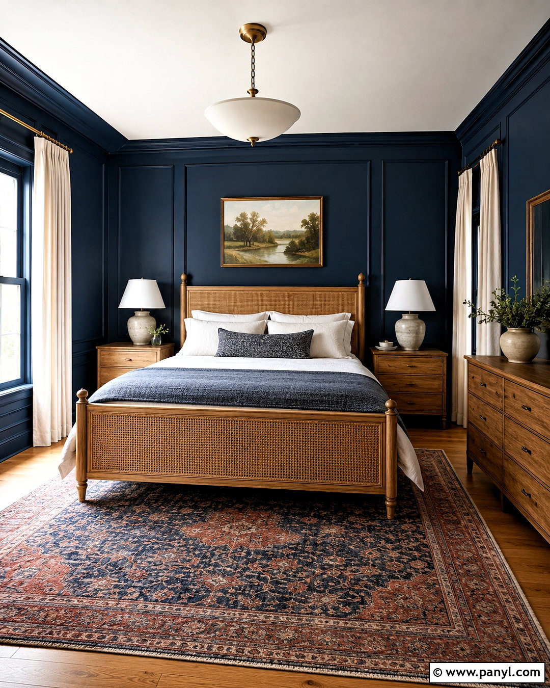 Navy Blue Bedroom With Wall Paneling - 20 navy blue interior ideas