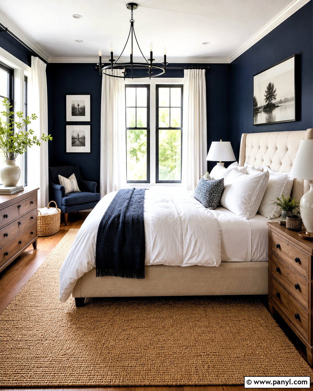 Navy Blue Bedroom With White Bedding - 20 blue bedroom design ideas