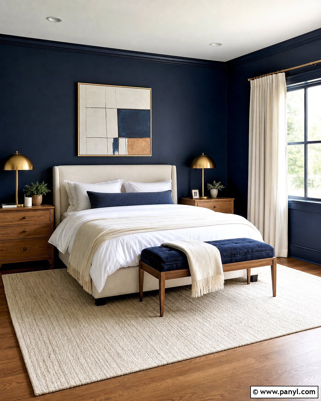 Navy Blue Bedroom With White Bedding - 20 bedroom ideas blue walls