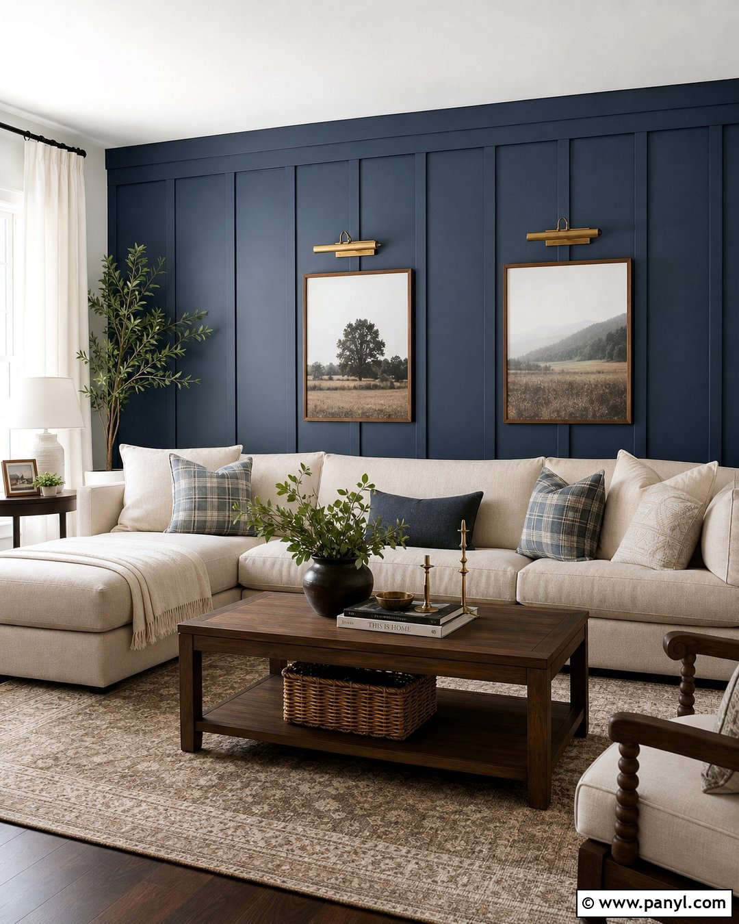 Navy Blue Board And Batten Accent Wall - 35 Navy Blue Accent Wall Ideas