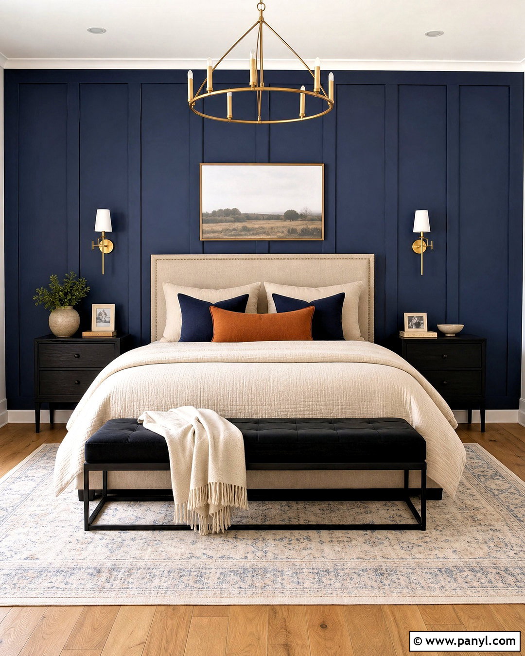 Navy Blue Board And Batten Accent Wall - 20 navy blue accent wall bedroom ideas