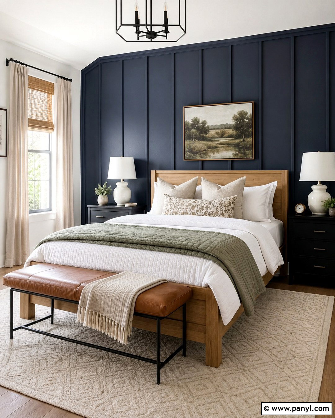 Navy Blue Board And Batten Wall - 20 Navy Blue Statement Wall Ideas