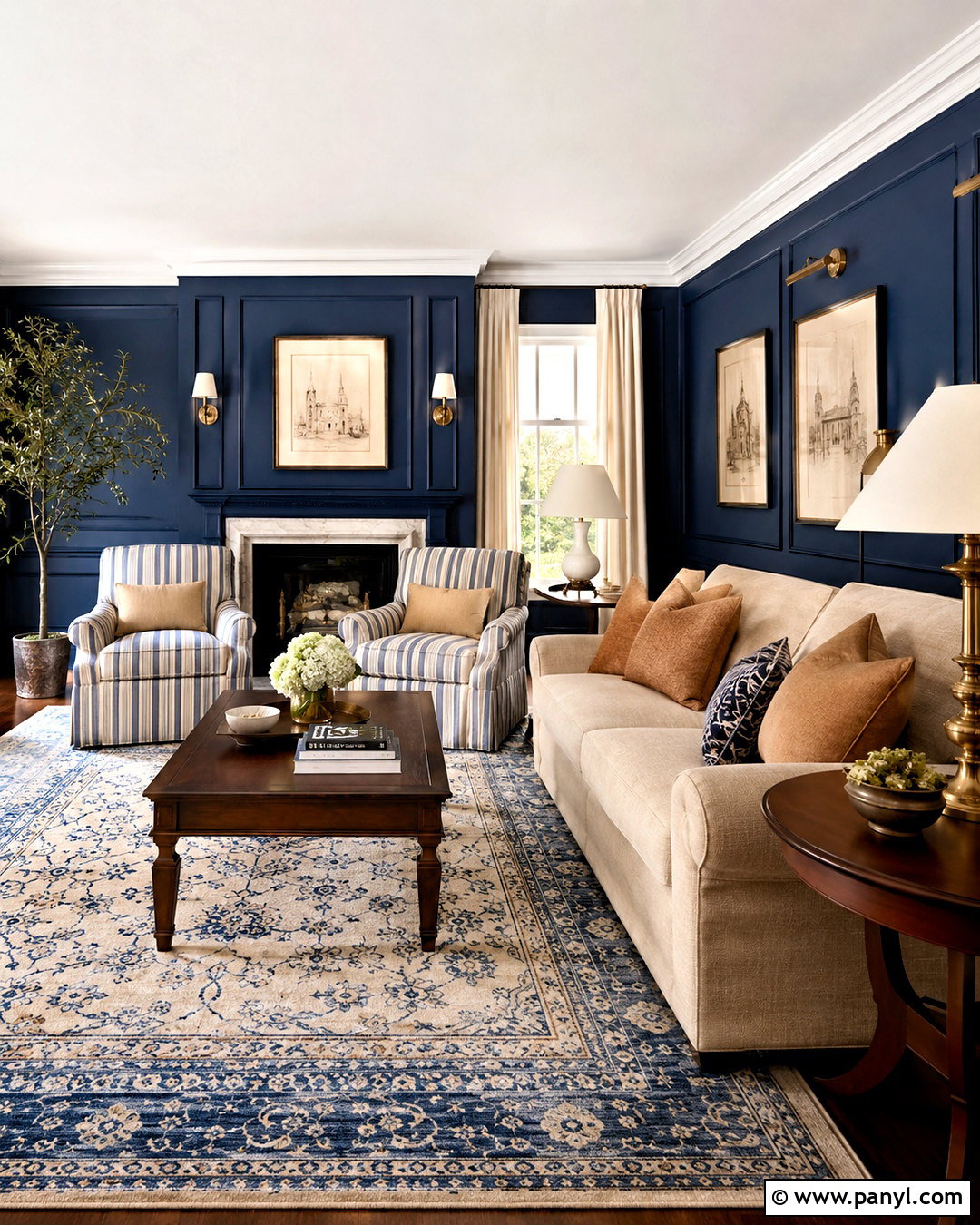 Navy Blue Board And Batten Walls - 20 navy blue walls living room ideas