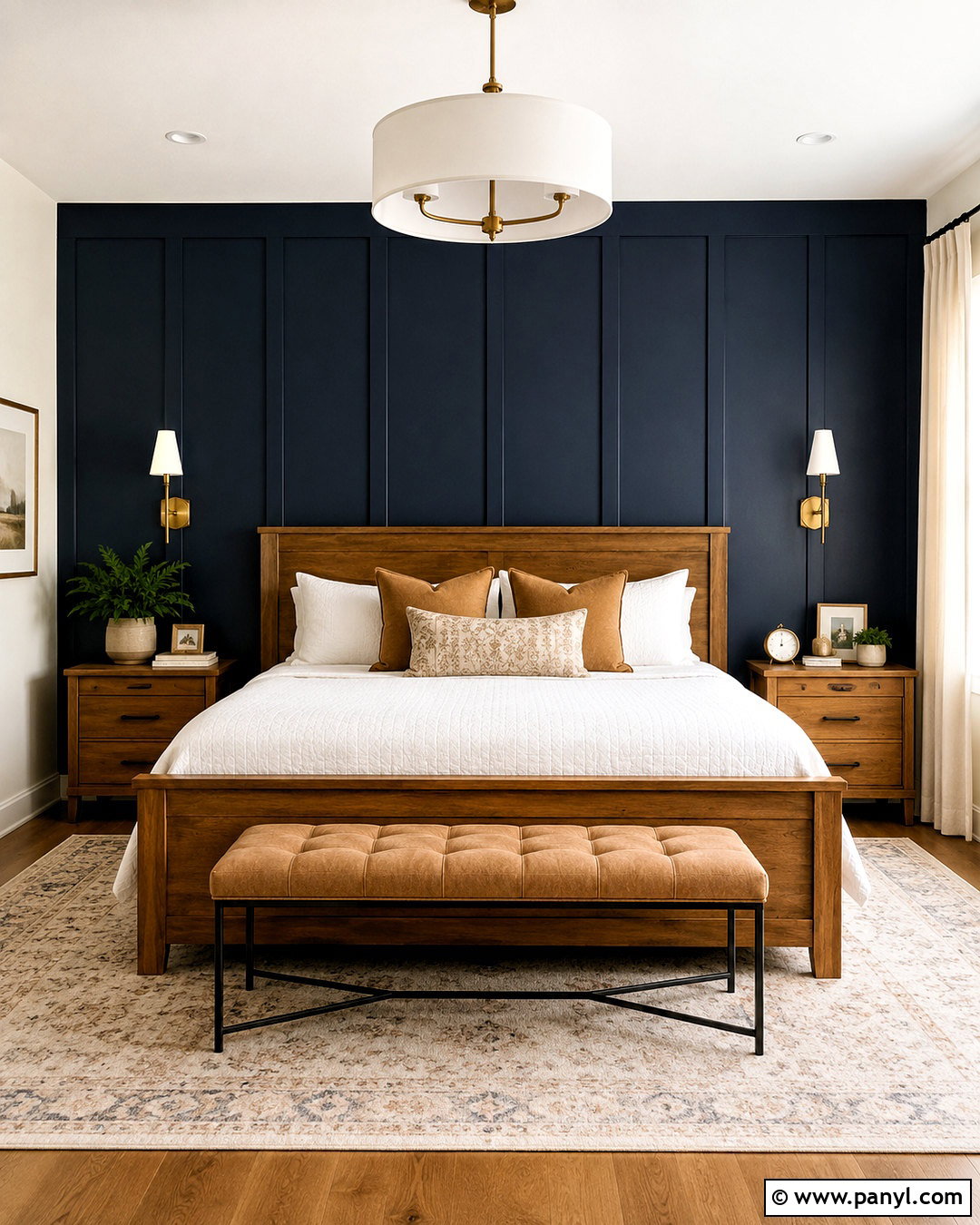 Navy Blue Board and Batten Bedroom Wall - 20 blue board and batten wall ideas