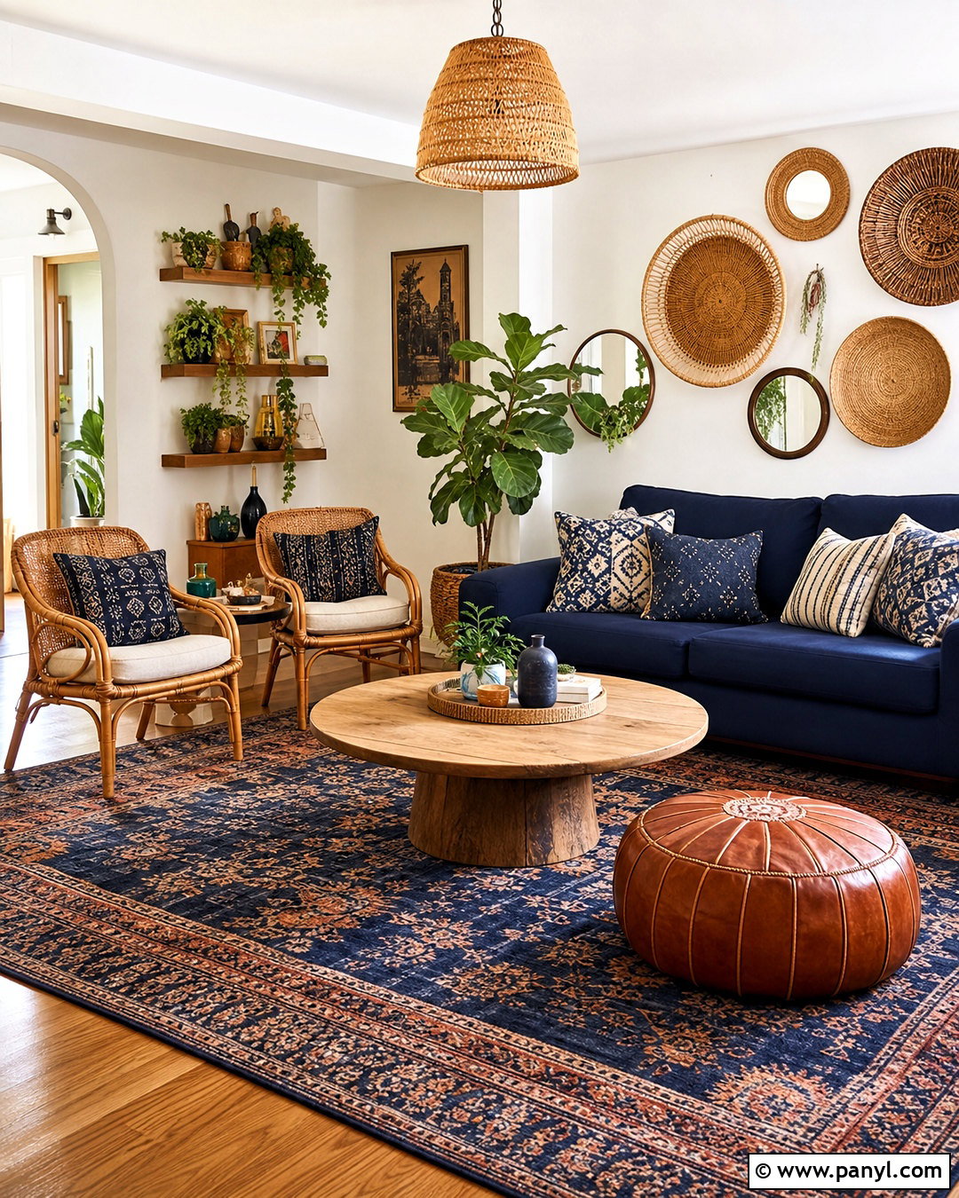 Navy Blue Boho Living Room - 20 navy blue living room decor ideas