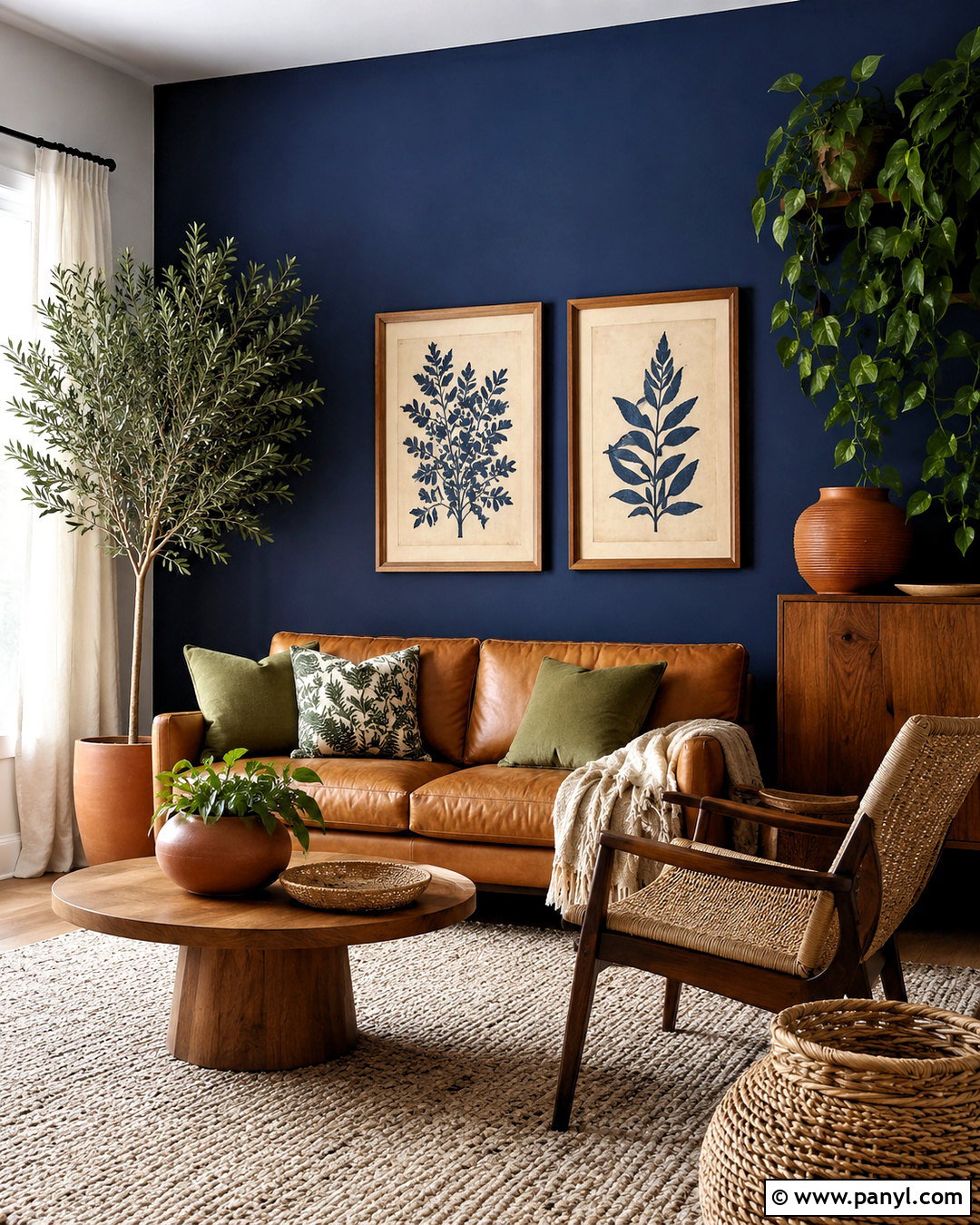 Navy Blue Botanical Wall Decor - 20 navy blue wall decor ideas