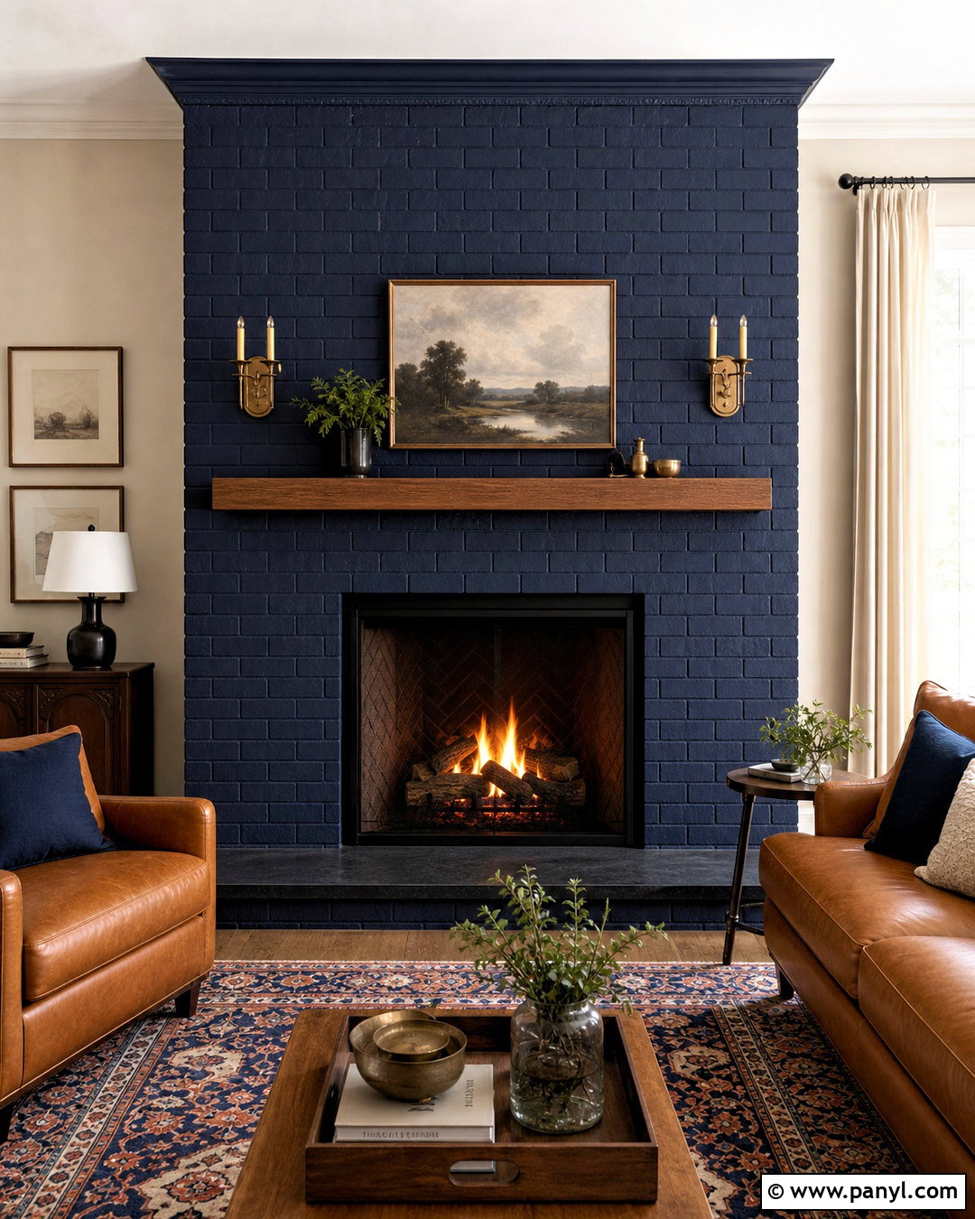 Navy Blue Brick Fireplace - 20 updating fireplace brick ideas