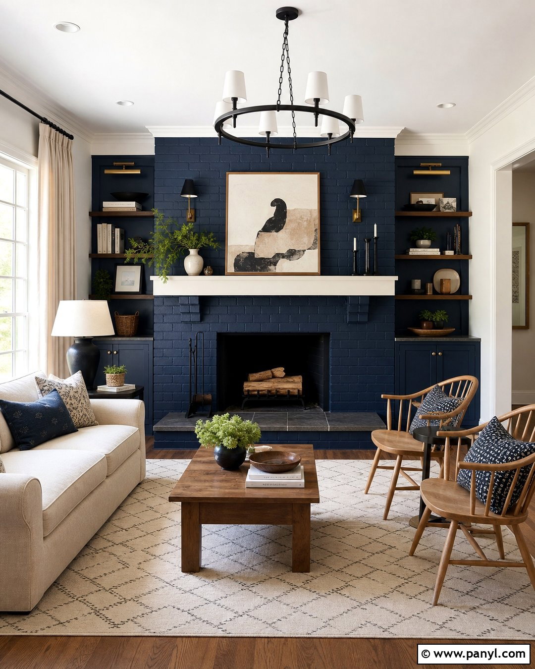 Navy Blue Brick Fireplace Wall - 25 Navy Blue Fireplace Wall Ideas