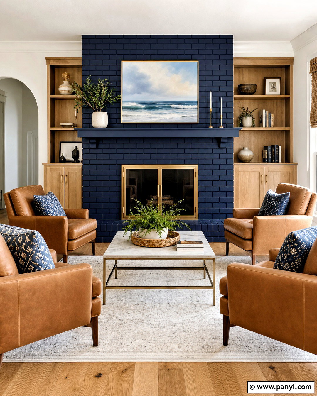 Navy Blue Brick Fireplace - 20 full wall brick fireplace makeover ideas