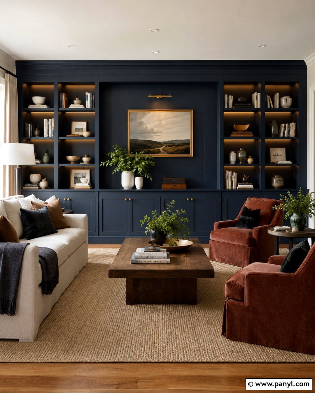 Navy Blue Built-In Wall - 20 Navy Blue Statement Wall Ideas