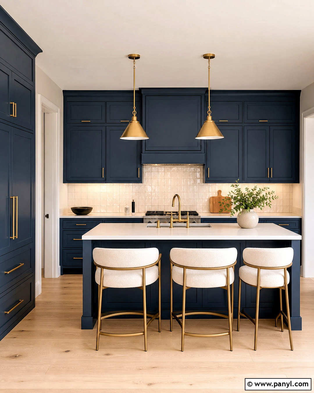 Navy Blue Cabinets With Brass Hardware - 20 navy blue kitchen ideas