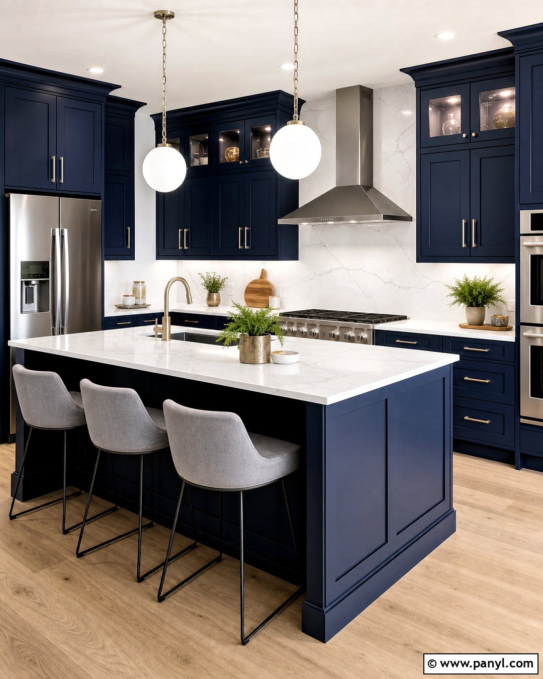 Navy Blue Cabinets With White Quartz - 20 navy blue kitchen ideas
