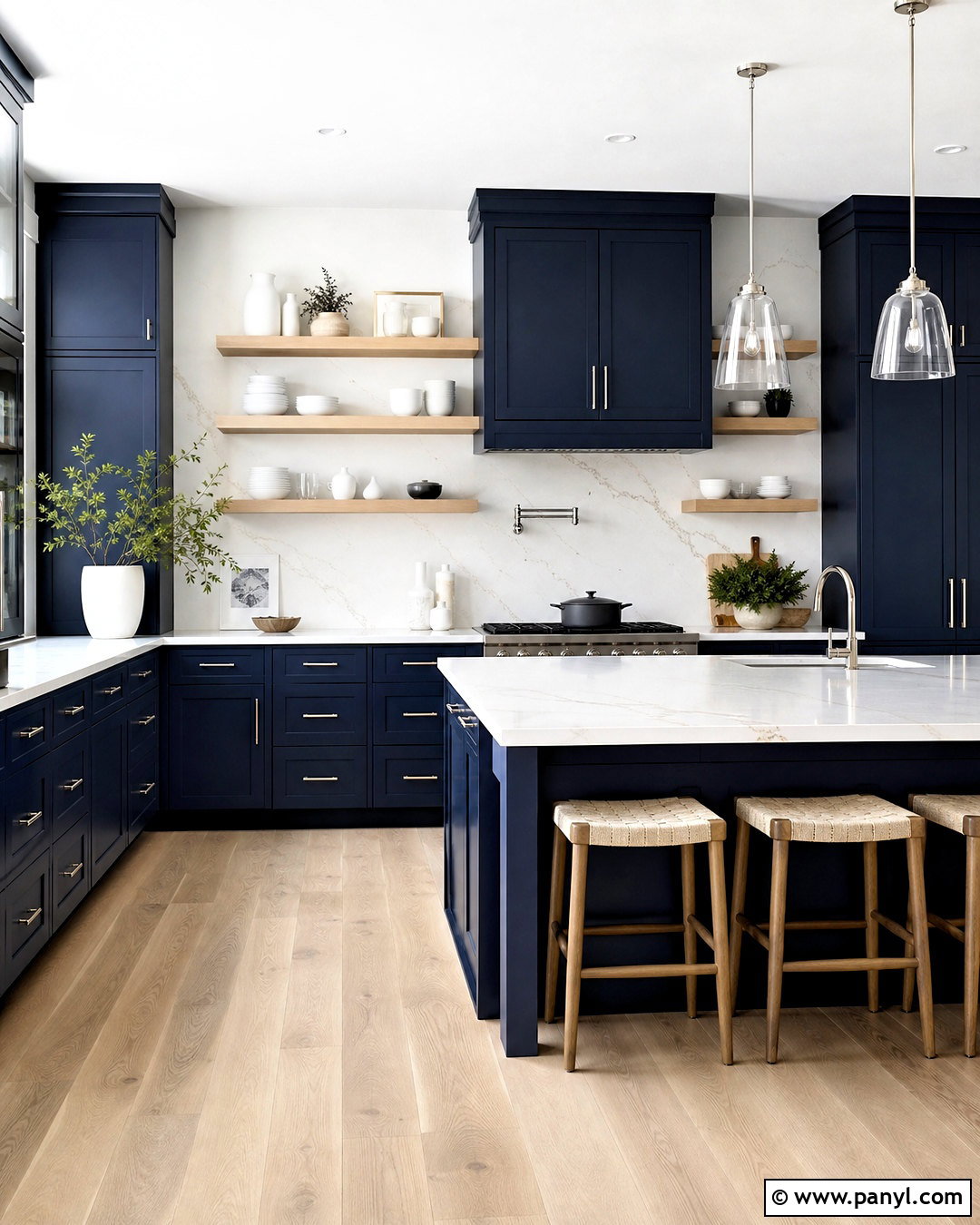 Navy Blue Cabinets With White Quartz - 20 navy blue and white kitchen ideas