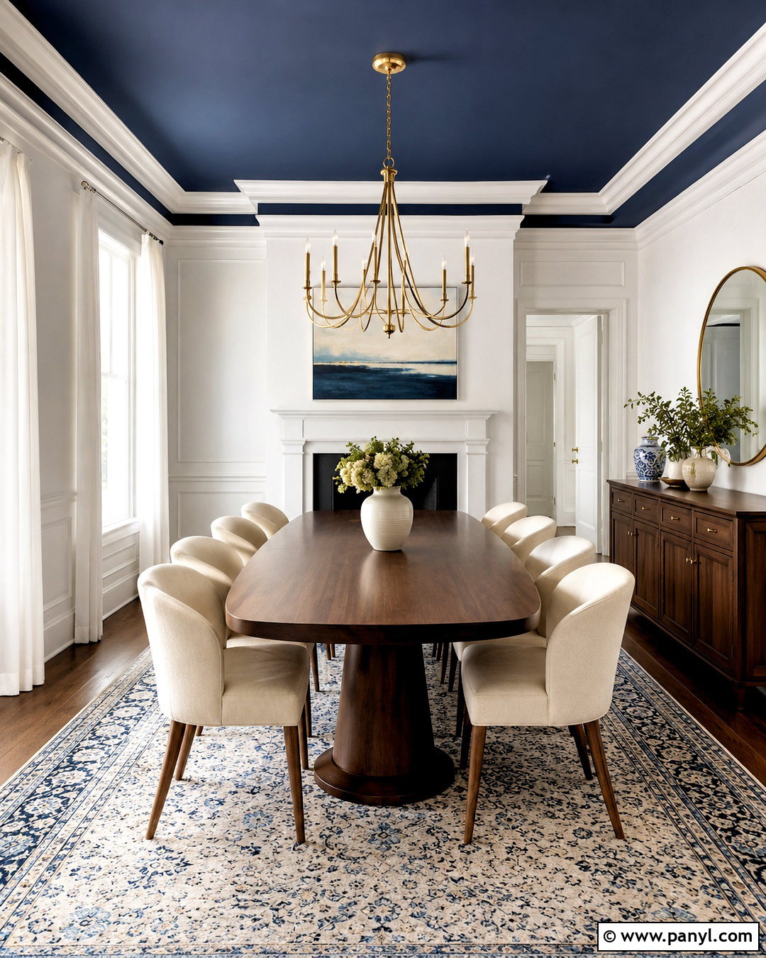 Navy Blue Ceiling Dining Room - 20 White Walls With Blue Ceiling Ideas