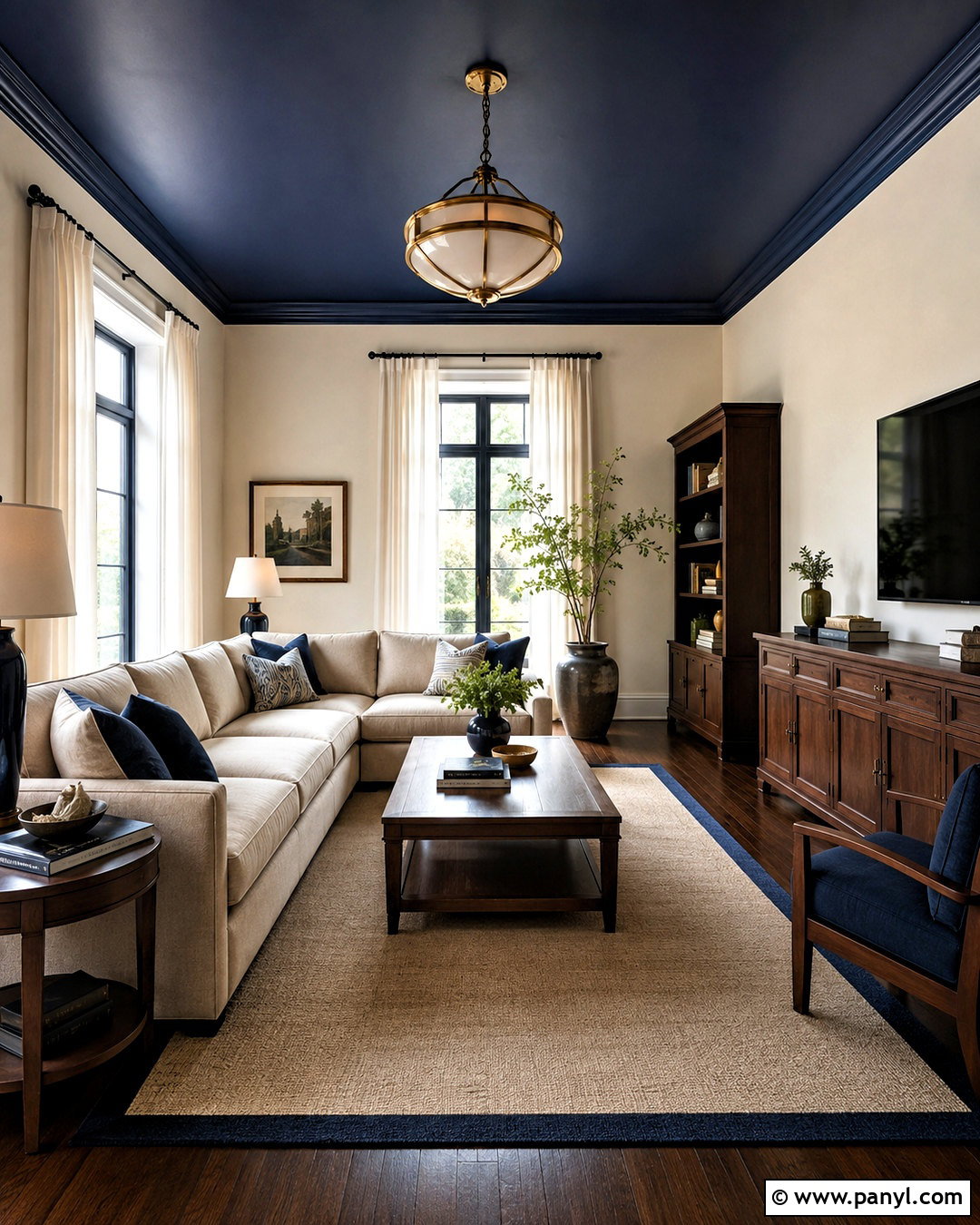 Navy Blue Ceiling With Neutral Walls - 20 navy blue interior ideas