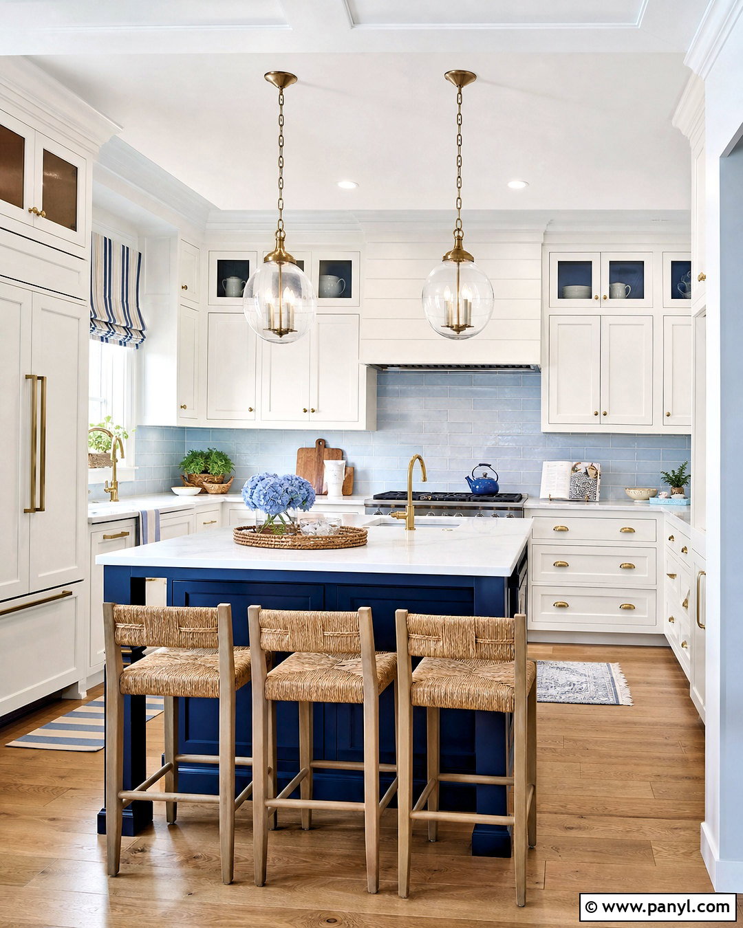 Navy Blue Coastal Kitchen Island - 20 coastal blue kitchen ideas