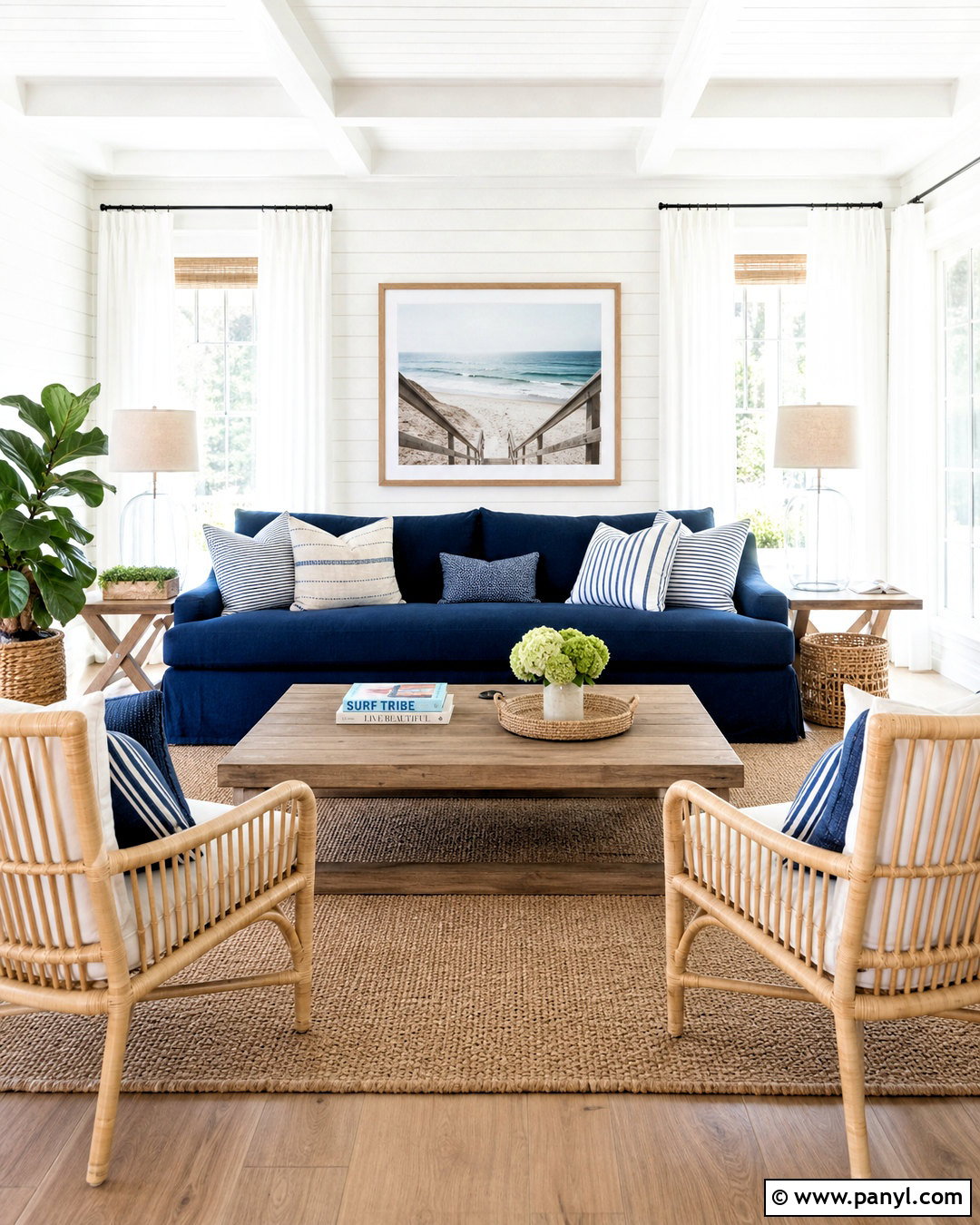 Navy Blue Coastal Living Room - 20 navy blue living room decor ideas