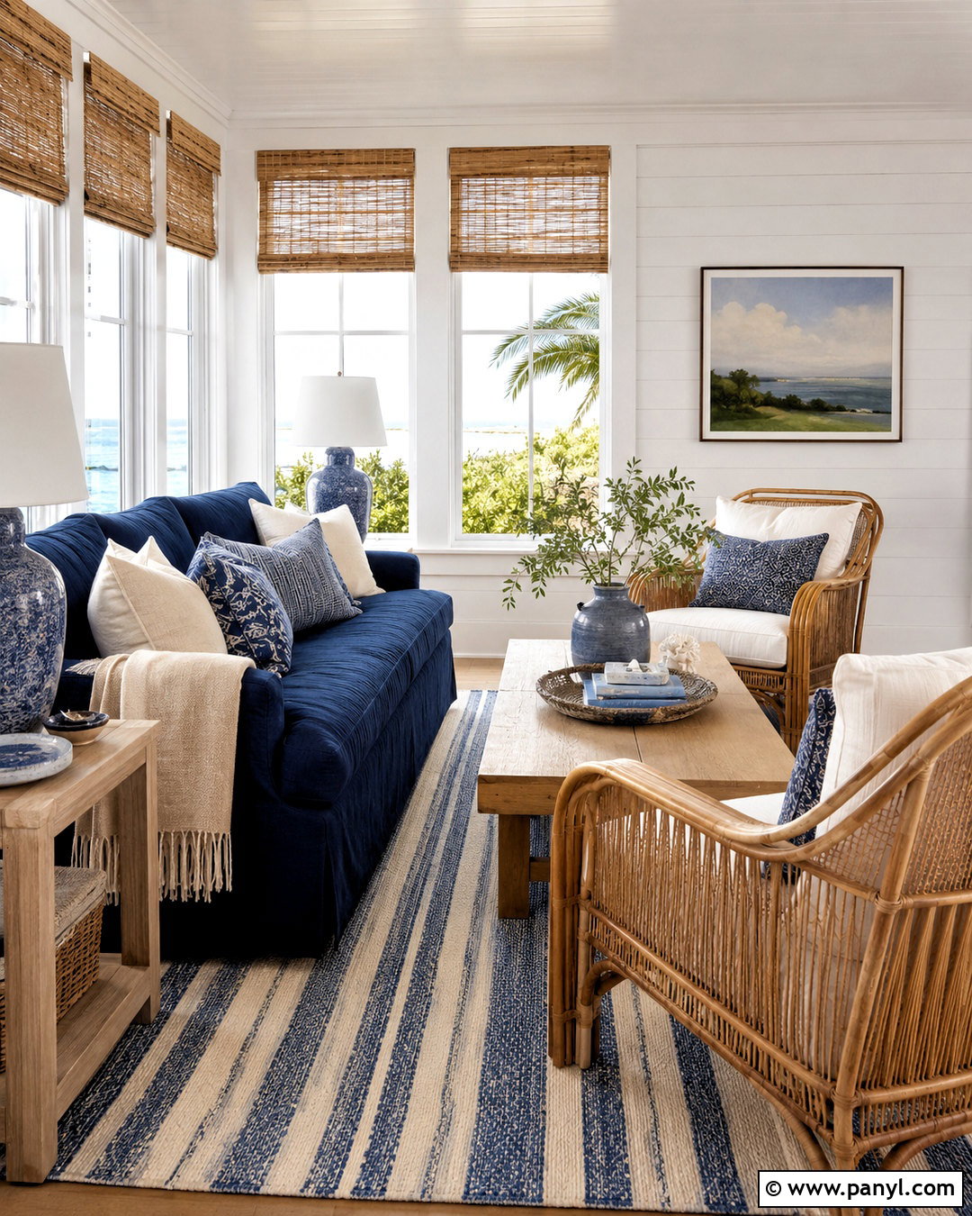 Navy Blue Coastal Sunroom - 20 navy blue interior ideas