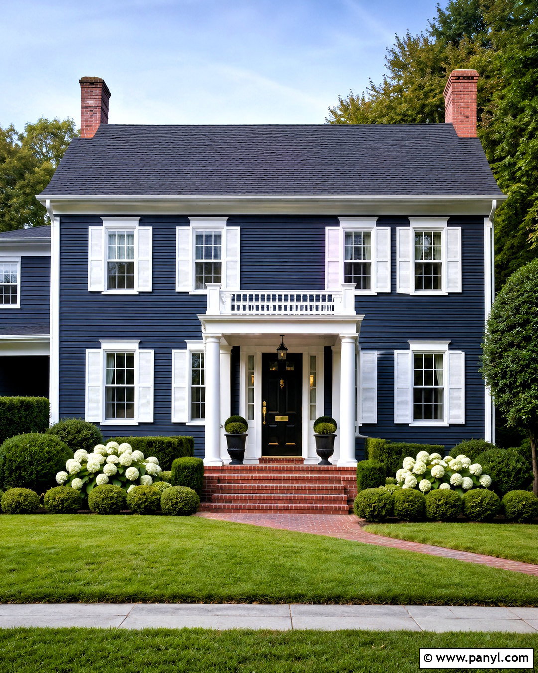 Navy Blue Colonial House With White Trim - 20 blue house white trim ideas