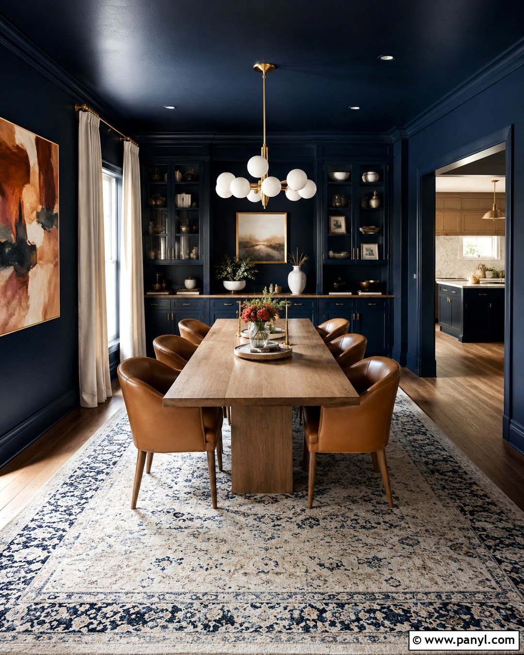 Navy Blue Color Drenched Dining Room - 20 Colour Drenching A Room Ideas