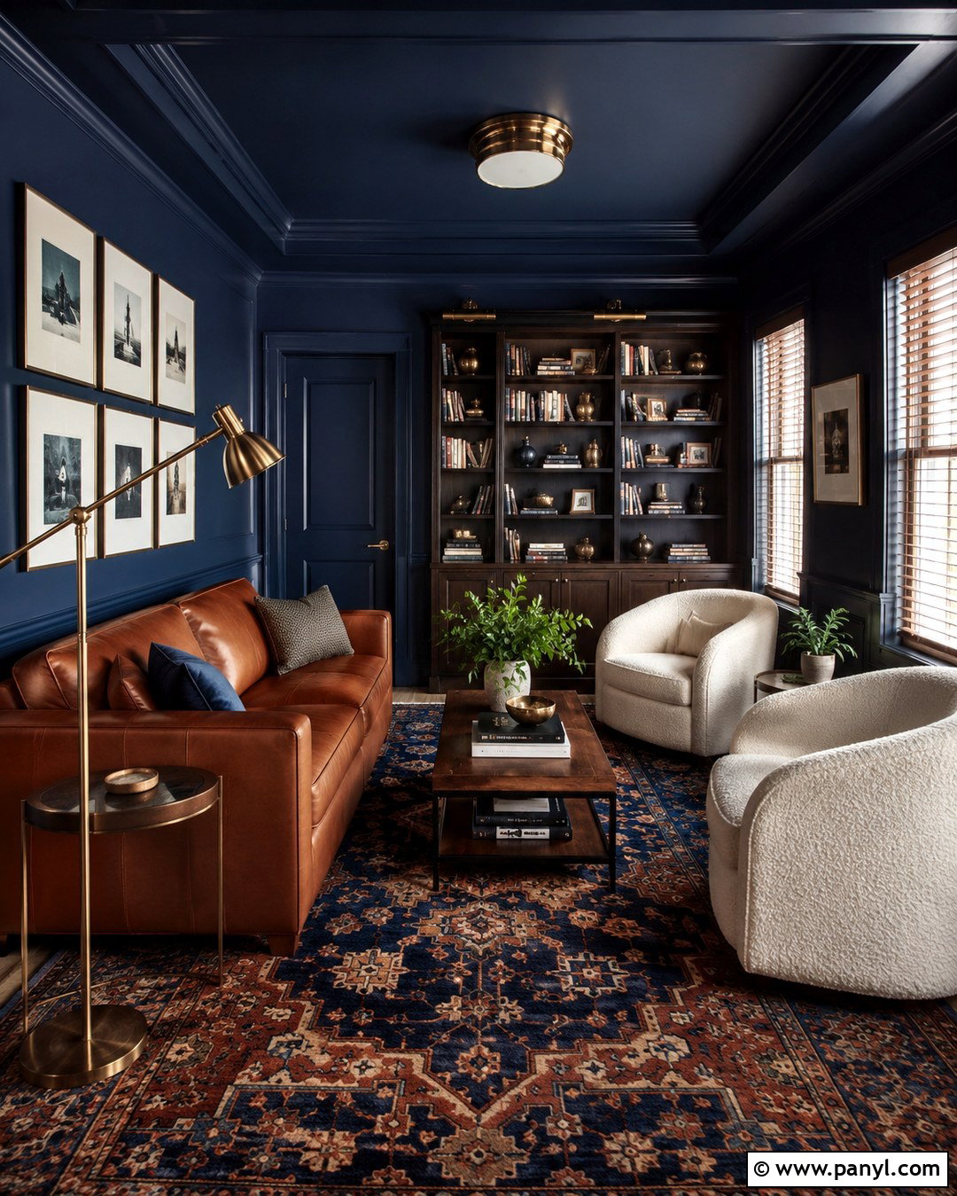 Navy Blue Color-Drenched Wall - 20 Navy Blue Statement Wall Ideas