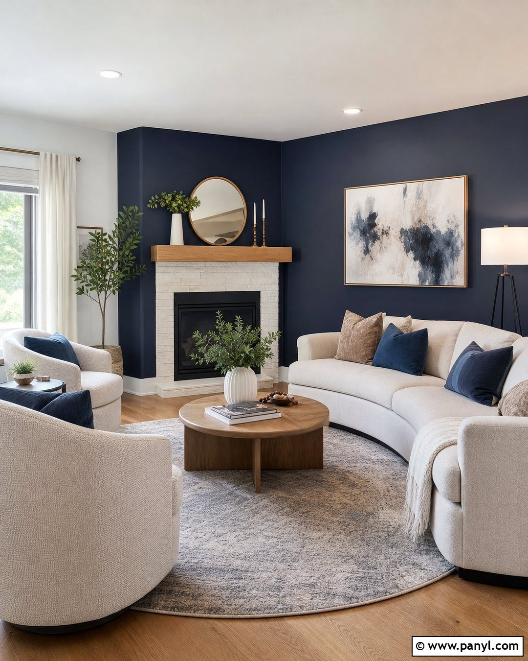 Navy Blue Corner Fireplace Wall - 25 Navy Blue Fireplace Wall Ideas
